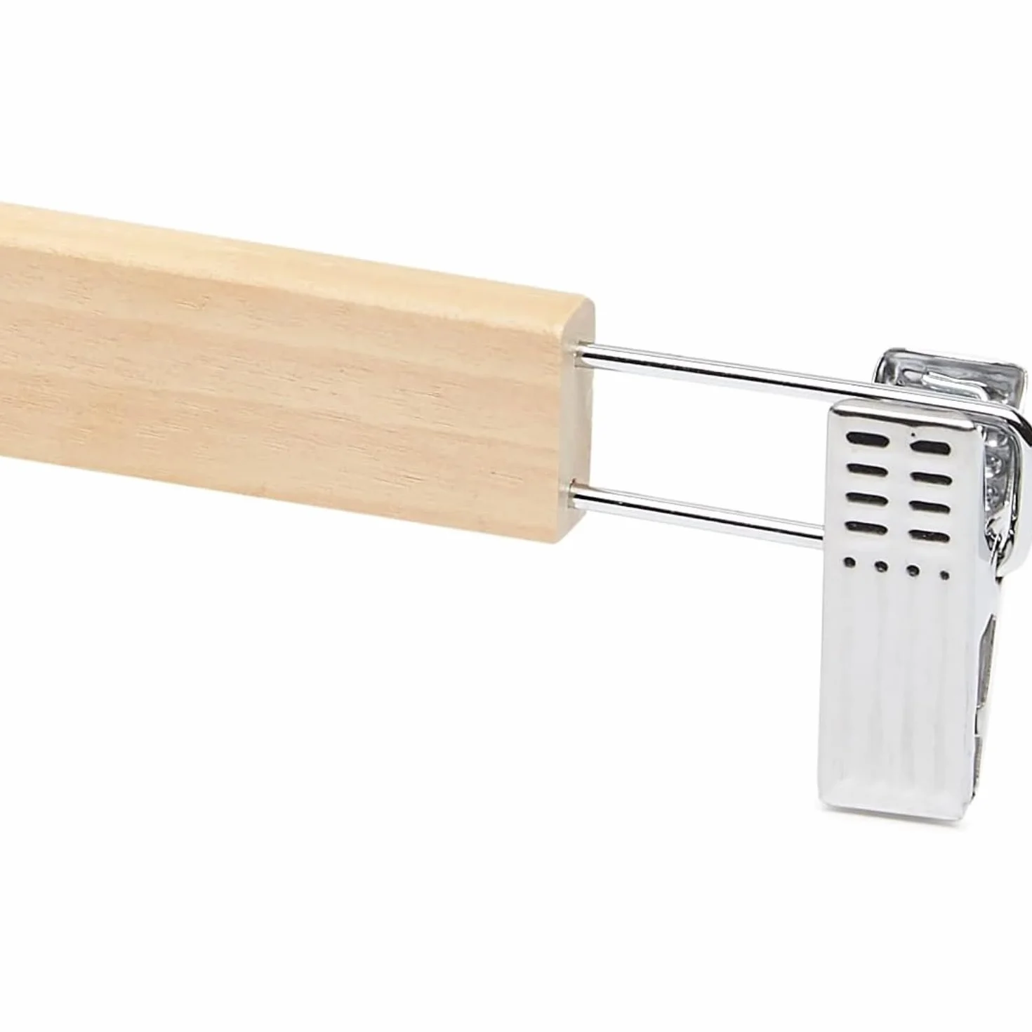 KROWN 6 Perchas de Madera Natural con Clips Antideslizantes y Ganchos Giratorios