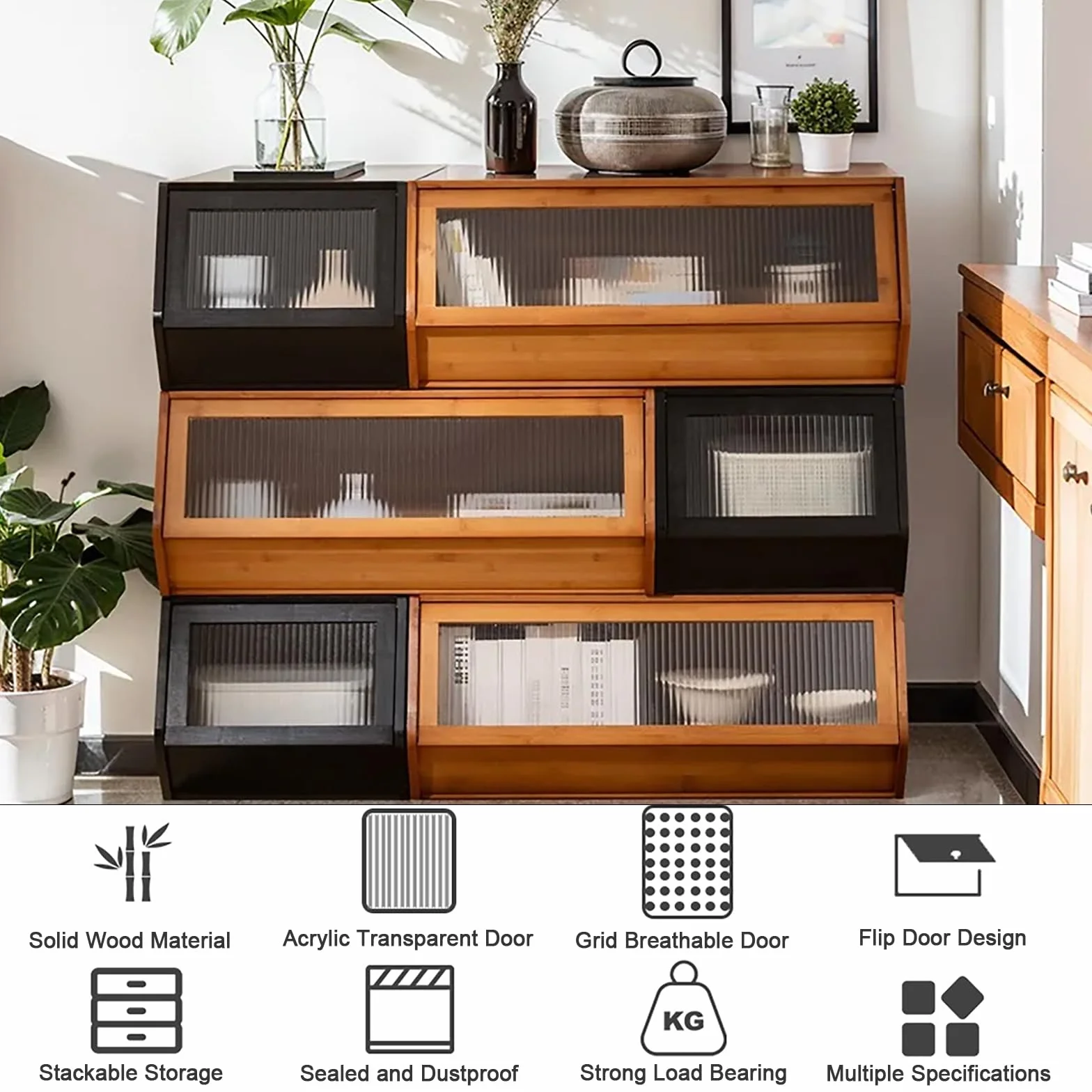 Baúles de Almacenamiento apilables de Madera Maciza, Caja de Almacenamiento Modular, organizadores de Almacenamiento para Armario, Armario de Entrada para Libros, bocadillos, Juguetes