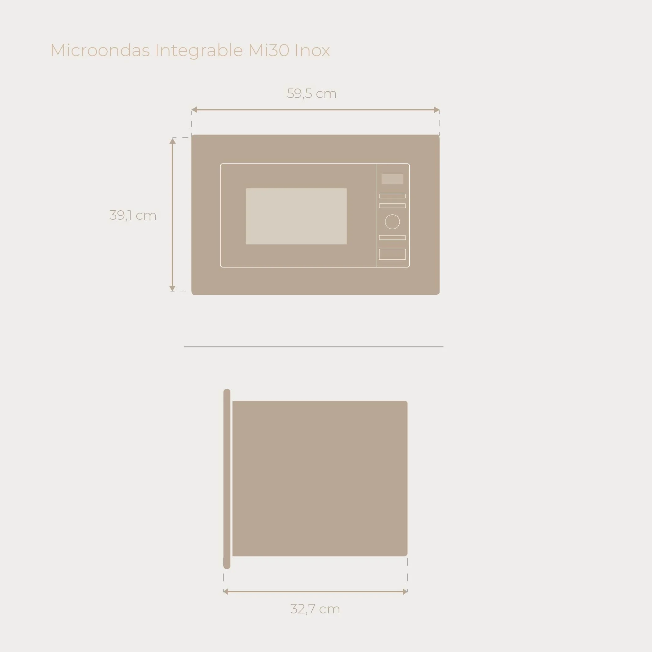 EVVO Microondas Integrable Mi30 Inox - 21 Litros, Horno Microondas Función Grill, Display Digital, Bloqueo Infantil y Temporizador de 60 Minutos, Negro