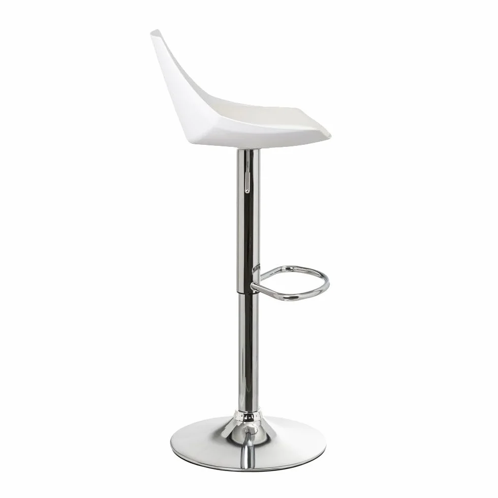 LOLAhome Taburete Alto Cocina Giratorio 360° Regulable Altura 83-104 cm Respaldo Metal Reposapiés Blanco