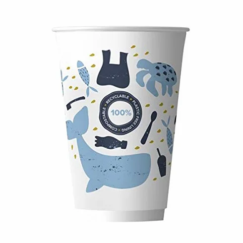 Copas acuosas de doble pared compostables de 340 ml, caja de 500 unidades
