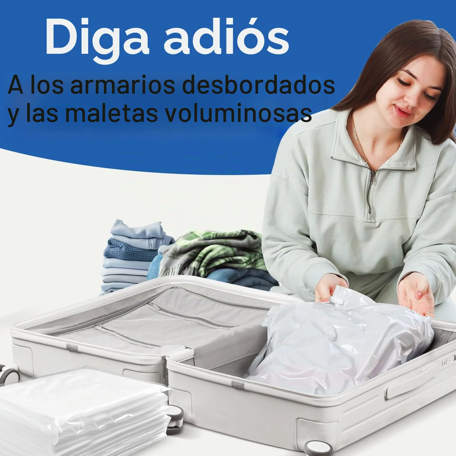 Bolsa Vacio Ropa con Bomba Electrica 8 Bolsas Reutilizables Almacenamiento Temporada Viaje