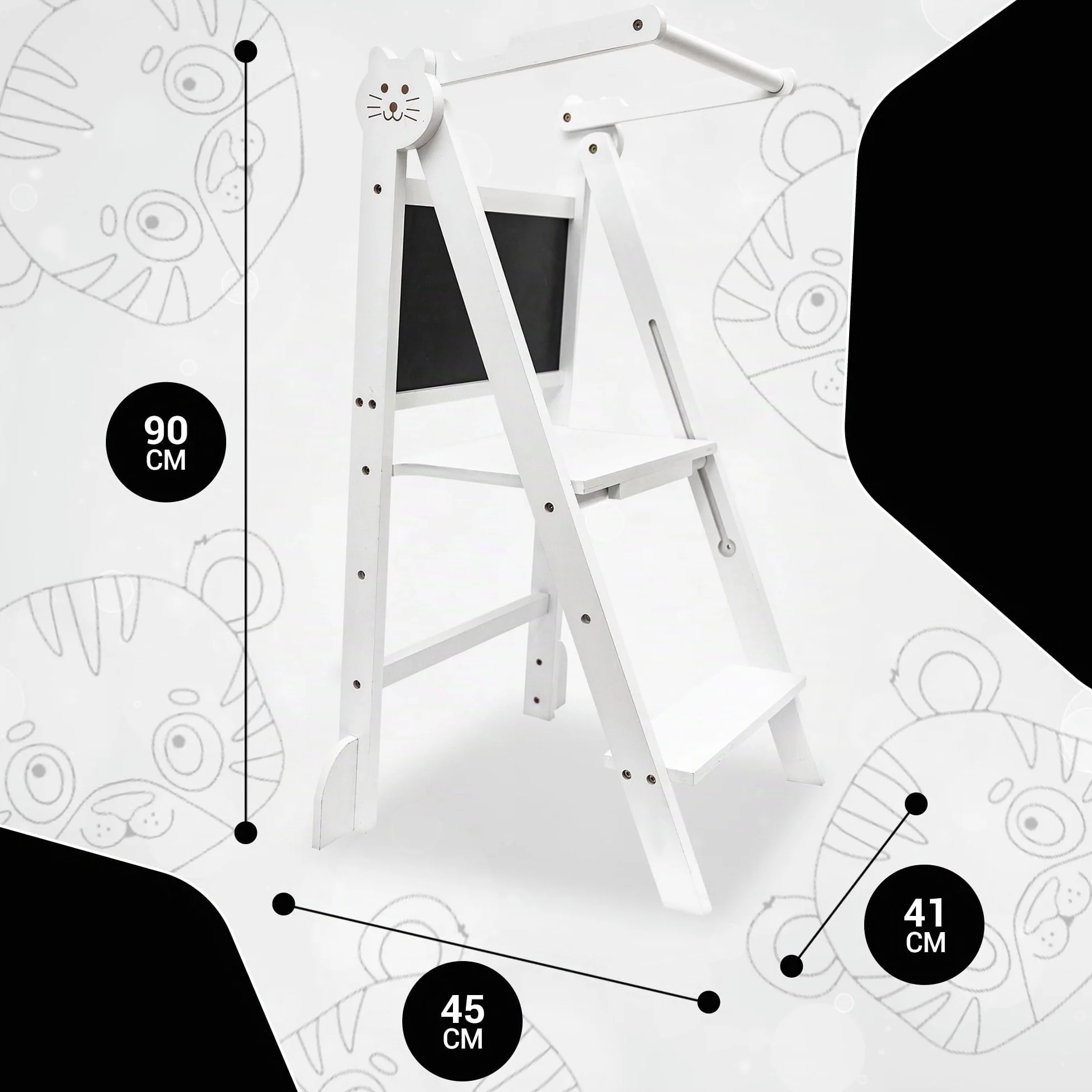 OemmieTorre de Aprendizaje - Torre Montessori - Escalera Plegable para Niños (Blanco)