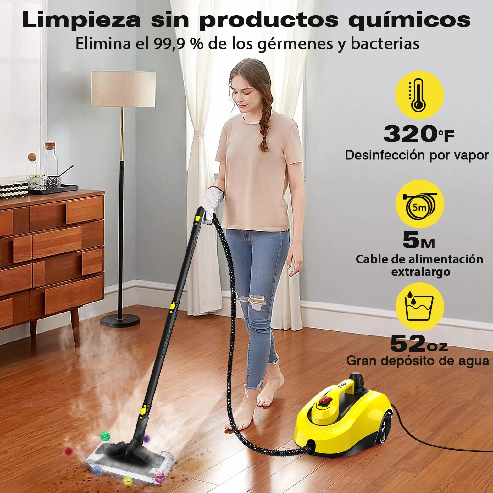 TVD Limpiador de vapor para muebles tapizados 5 m cable