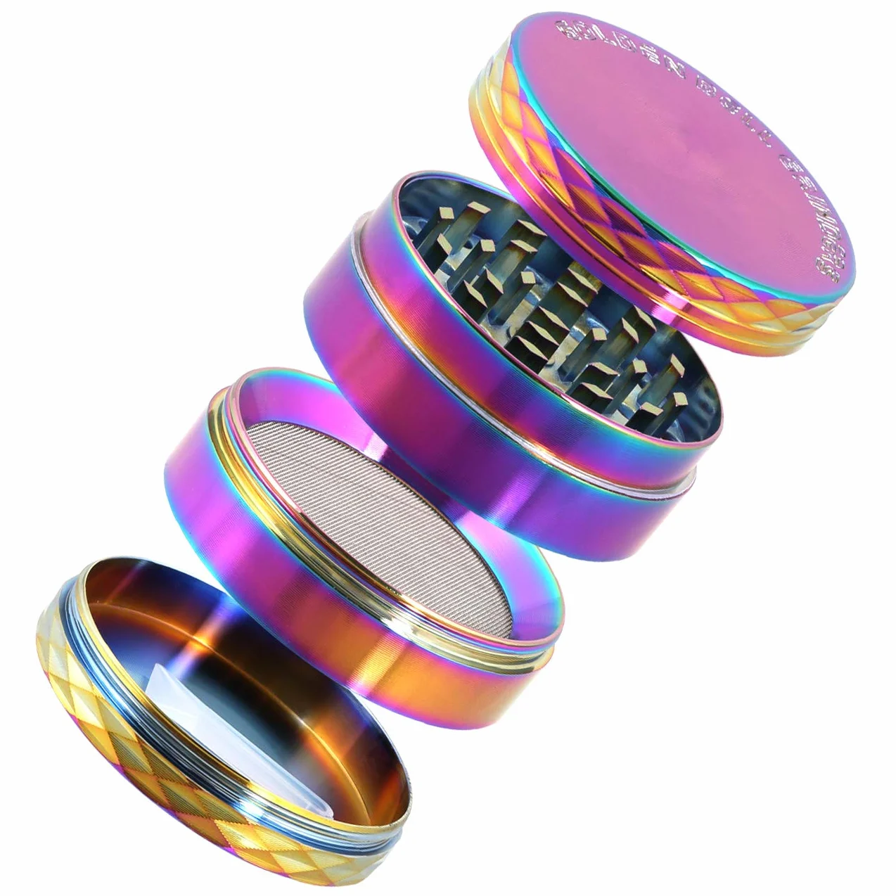 LIHAO Grinder Moledor de Especias Molinillo de Especias Metálico 50mm 4 pisos Duradero Aleación de Zinc (Multicolor con Pliegue)