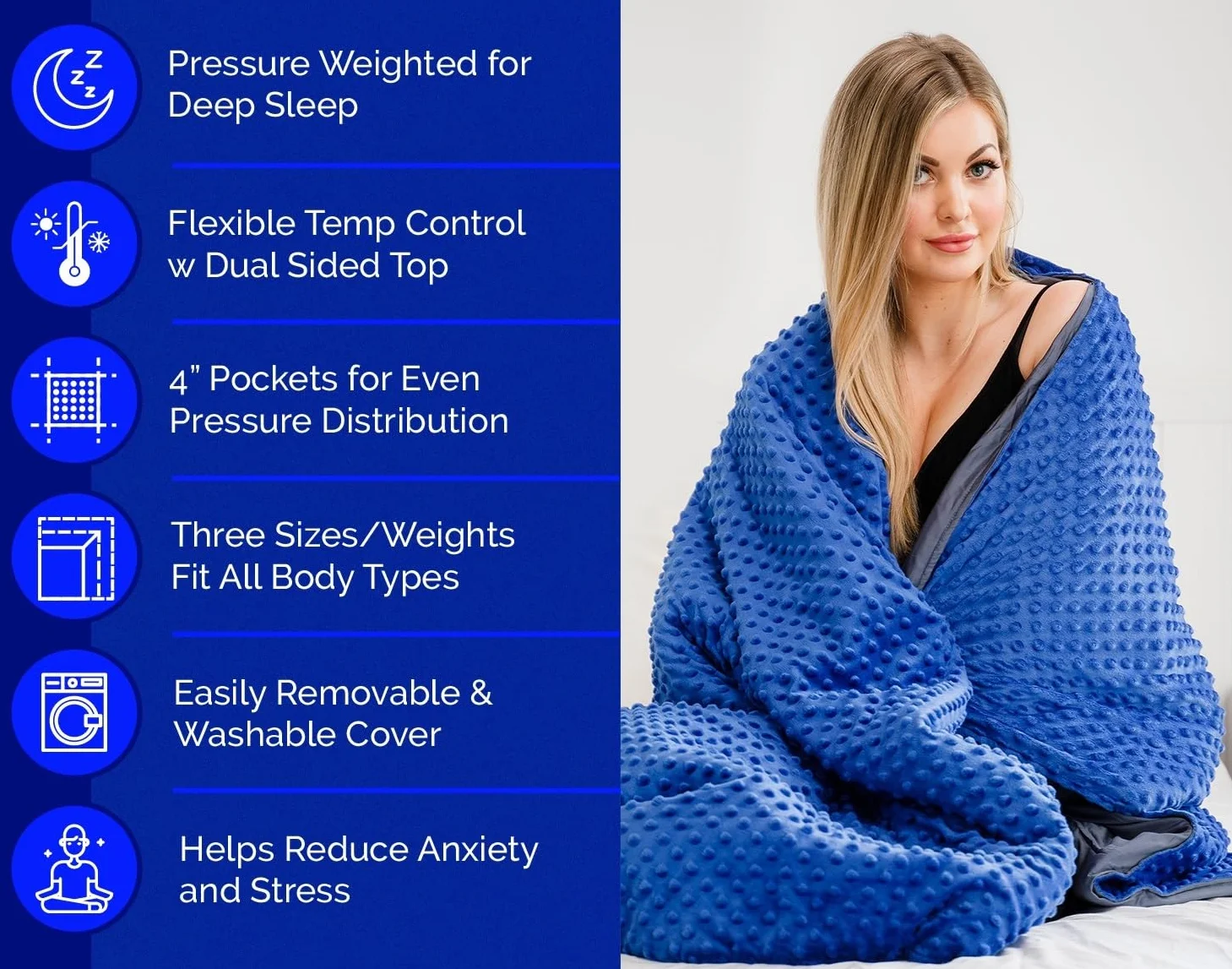 Nature's Answer Manta con peso de alta calidad para adultos de 6,8 kg, manta con peso individual para aliviar la ansiedad y el estrés, manta de enfriamiento pesada con funda extraíble, manta