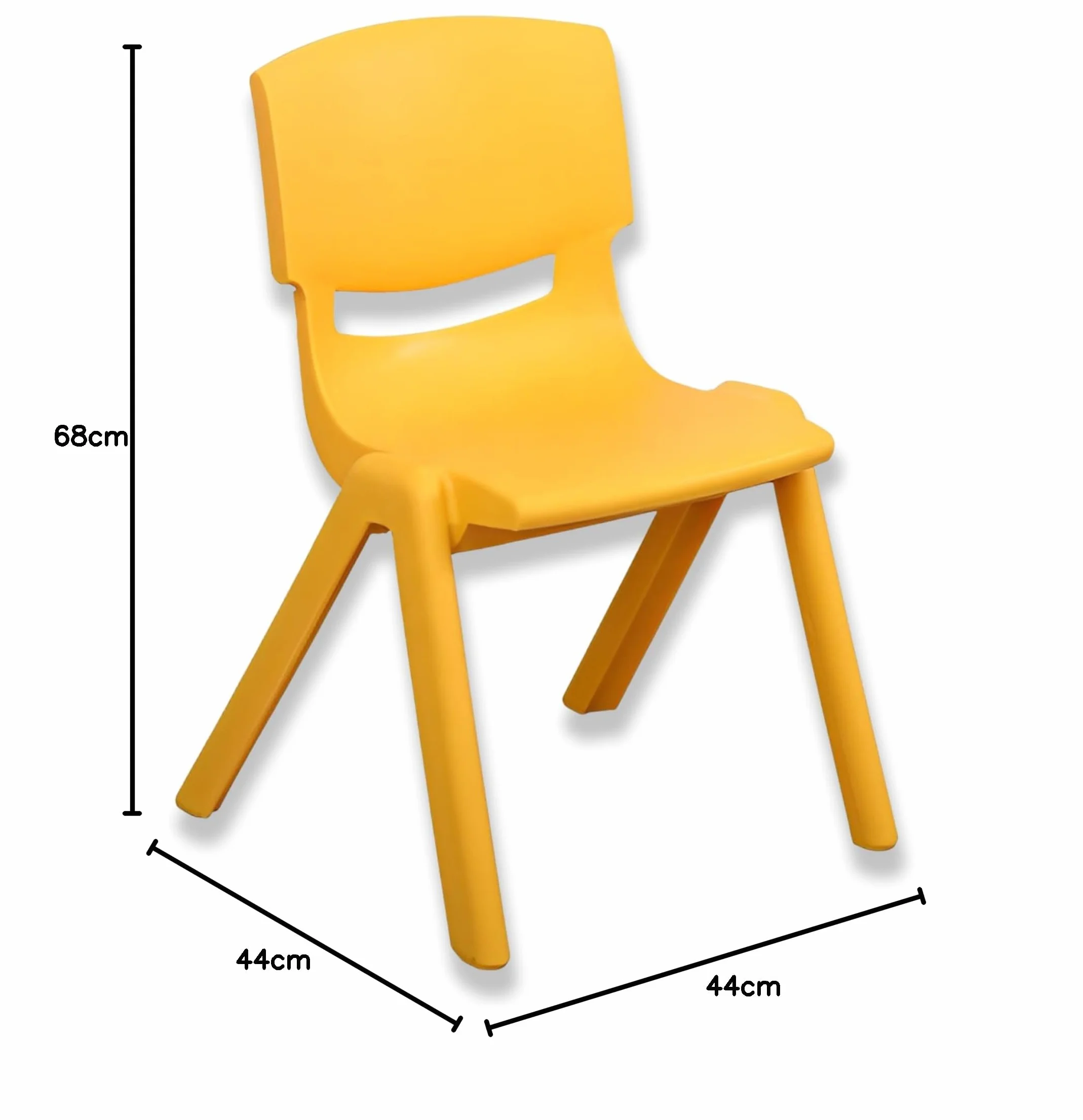 Silla Infantil de Plástico Élite Ideal para Centro Infantil y Hogar – Resistente, Segura y Sin Montaje Requerido - Talla 3 (Altura 34 cm), Amarillo