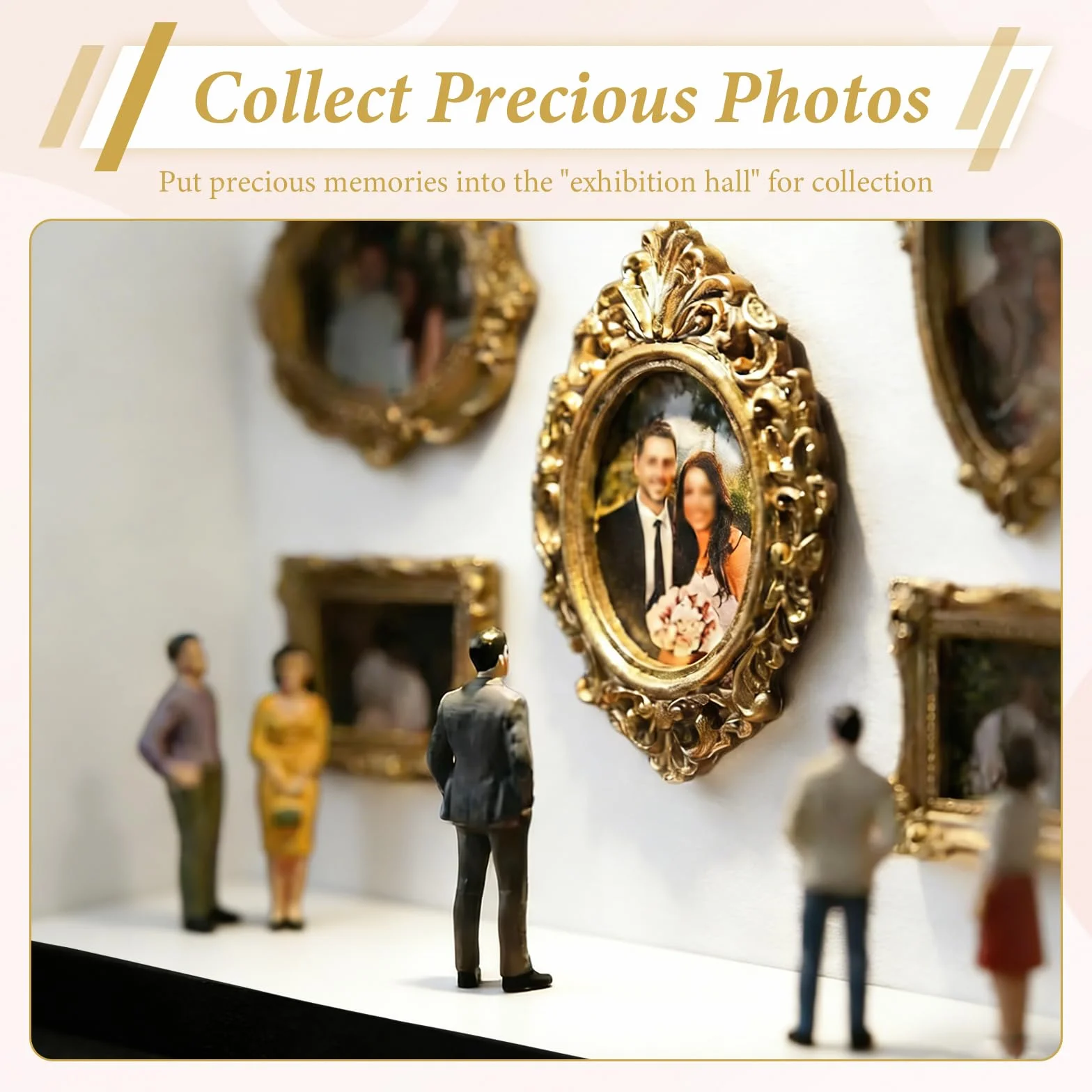 Mini Museo en Miniatura Museum of Us Mini Museo Fotos Museum of Us con 8 Mini Marcos,8 Mini Marcos,Luces,Ideal para Aniversarios, Bodas y Decoración del Hogar Exhibición Creativa de Fotos de Pareja
