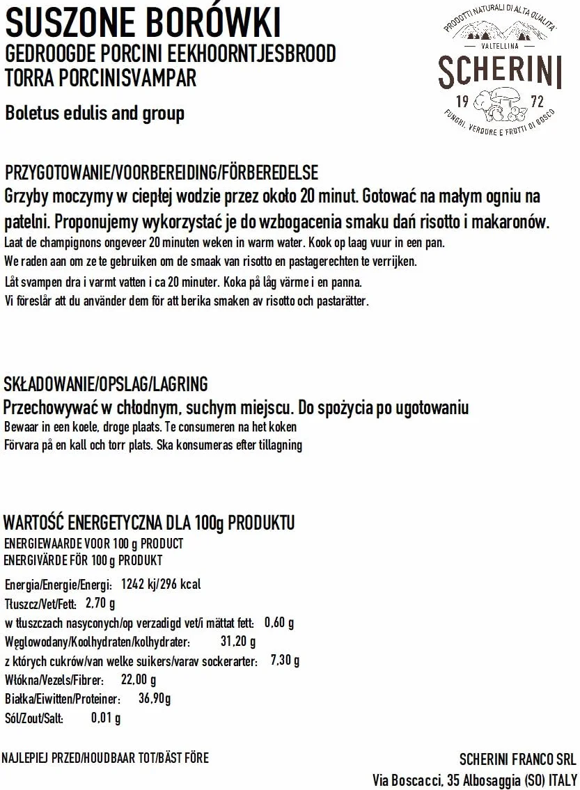 Scherini Valtellina Setas Boletos deshidratados 450g