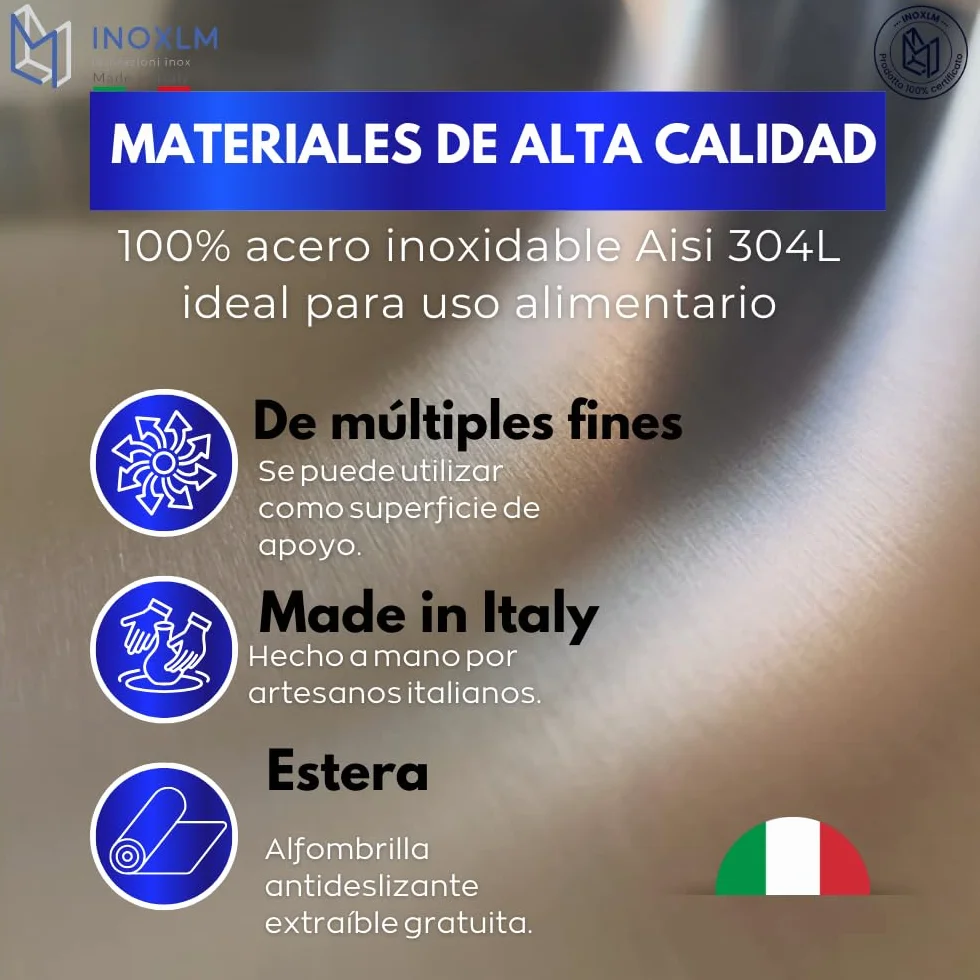 INOXLM Tabla de cortar acero inoxidable 30x50 cm para cocina bar restaurante