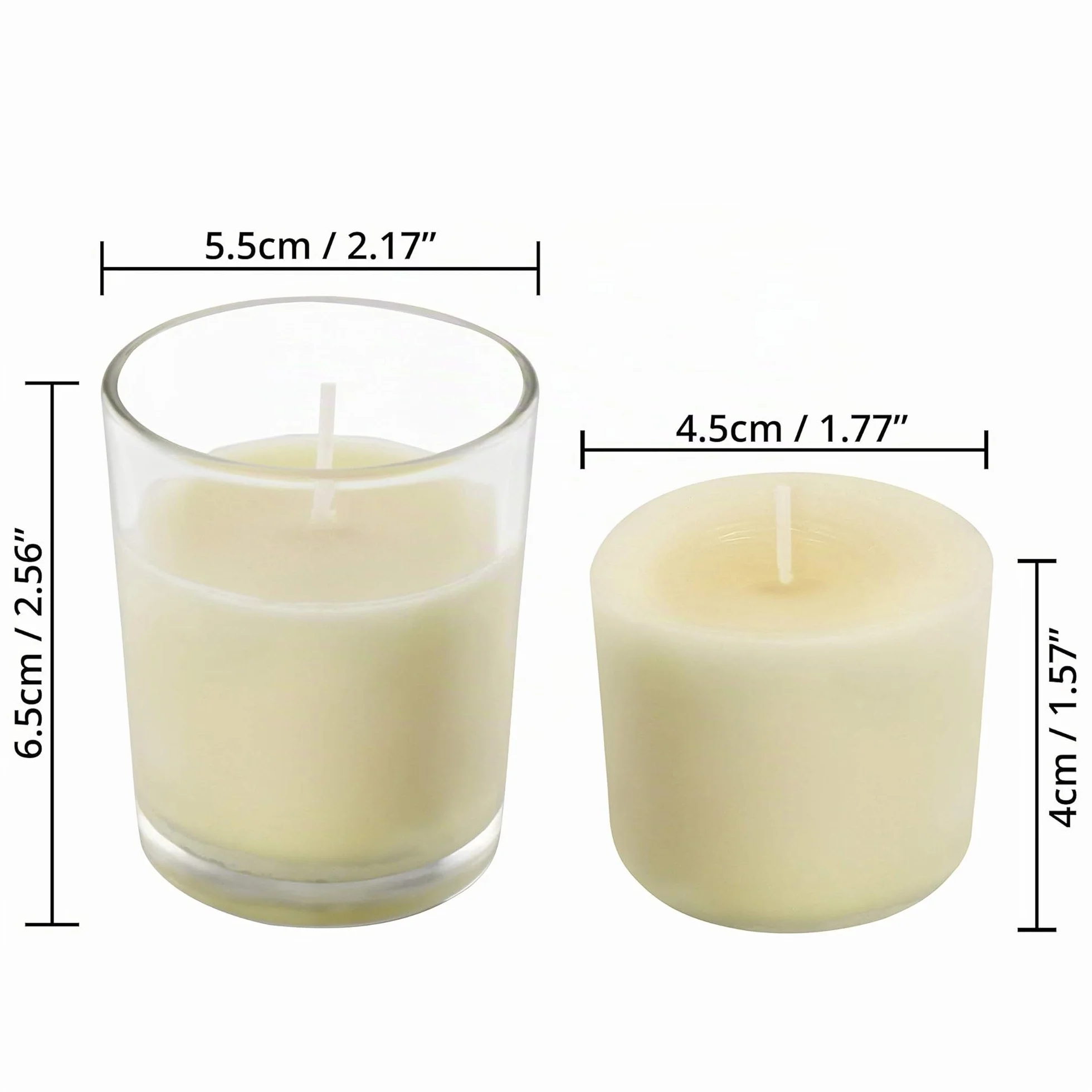 Belle Vous Velas en Vaso de Cristal - 48x Velas Decorativas sin Aroma - Duran 12 Horas - Portavelas Cristal Transparente para Bodas SPA Hogar Eventos