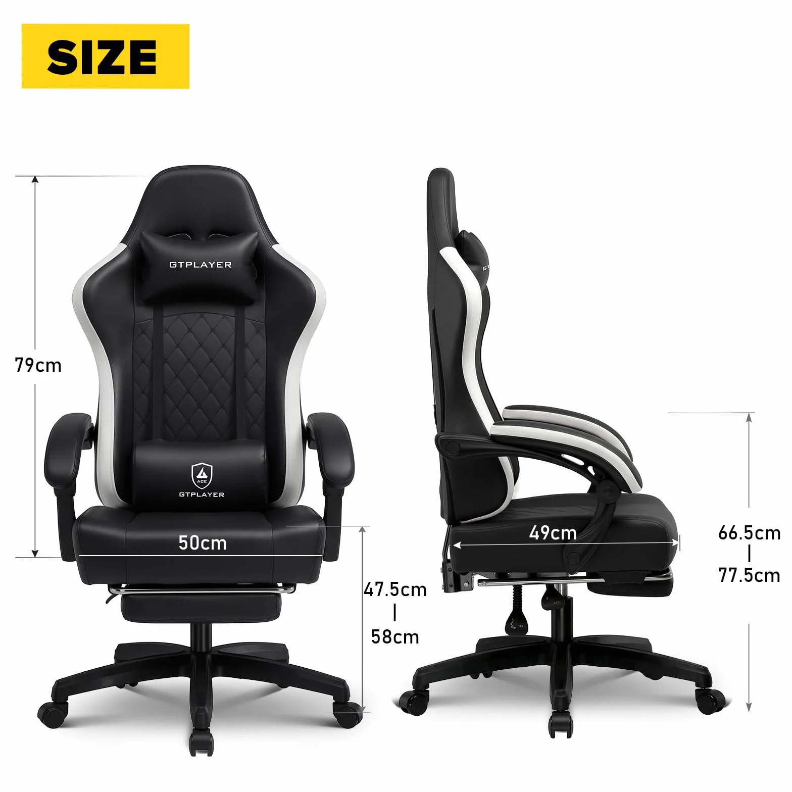 GTPLAYER Silla Gaming Tela Ergonómica Transpirable Silla Gamer Reclinable con Reposapiés, Cojín Lumbar y Reposacabeza Sillas Gaming Regulable en Altura para Juegos de Estudio y Trabajo Negro