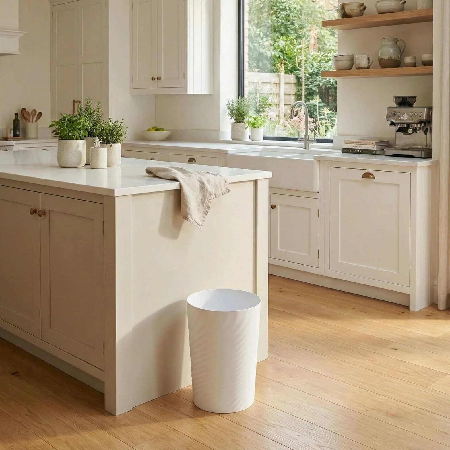 Papelera de plástico 8008 32 cm 12 L blanca para oficina cocina