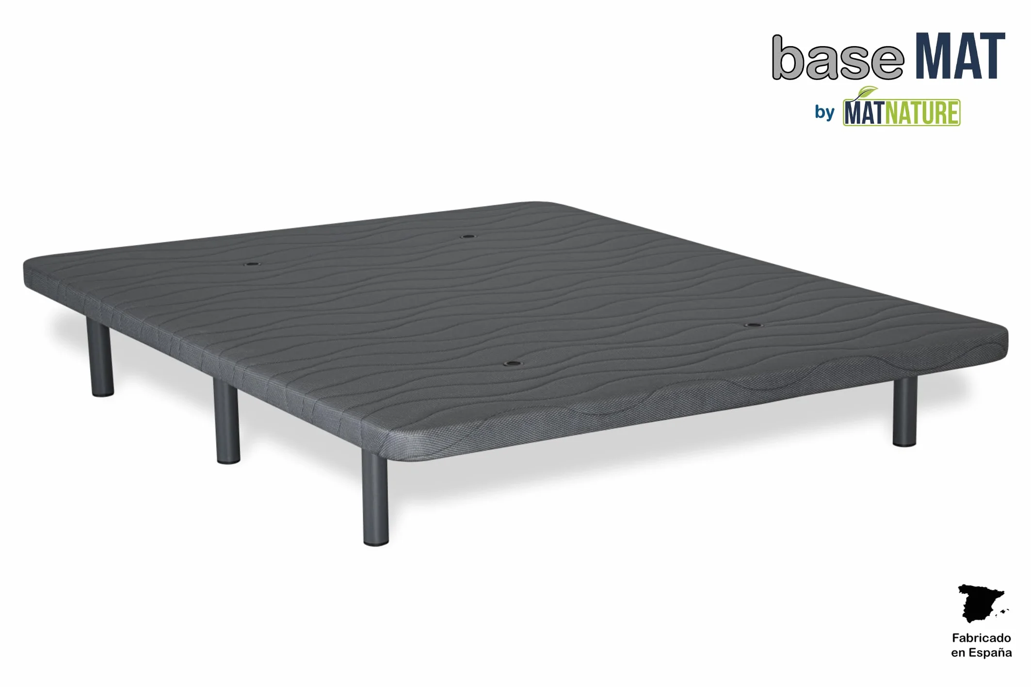 Matnature | Base Tapizada 3D l Estructura Estable Madera | Bastidor Metálico Super Resistente | Transpirable Aireadores Sistema FreshAir | Altura Base + Patas +/- 30 cm (150 x 190 cm, Gris)