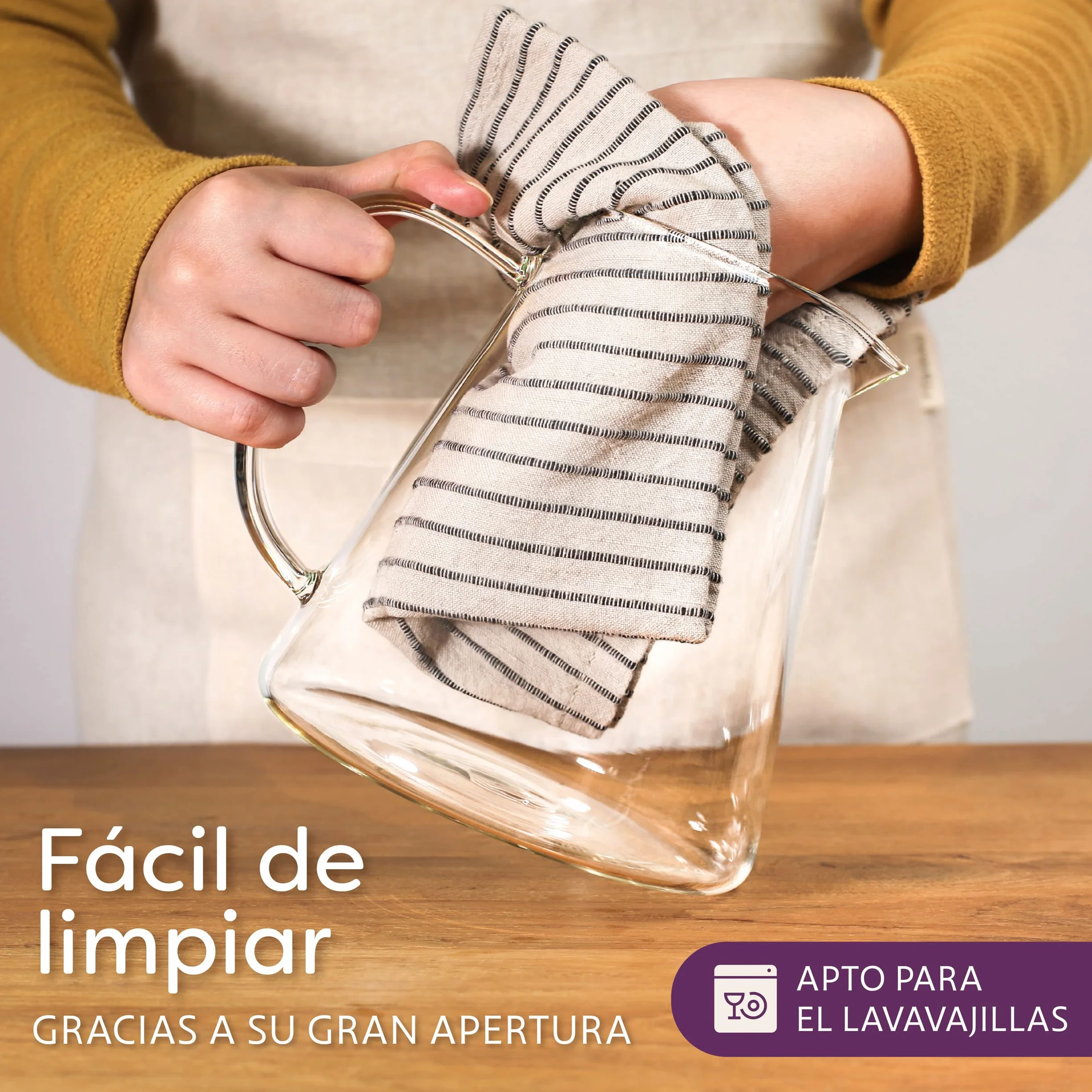 Cosumy Tetera de Cristal con Filtro de Acero Inoxidable - Grande 1,3 L - Con Posavasos de Bambú - Apta para Lavavajillas