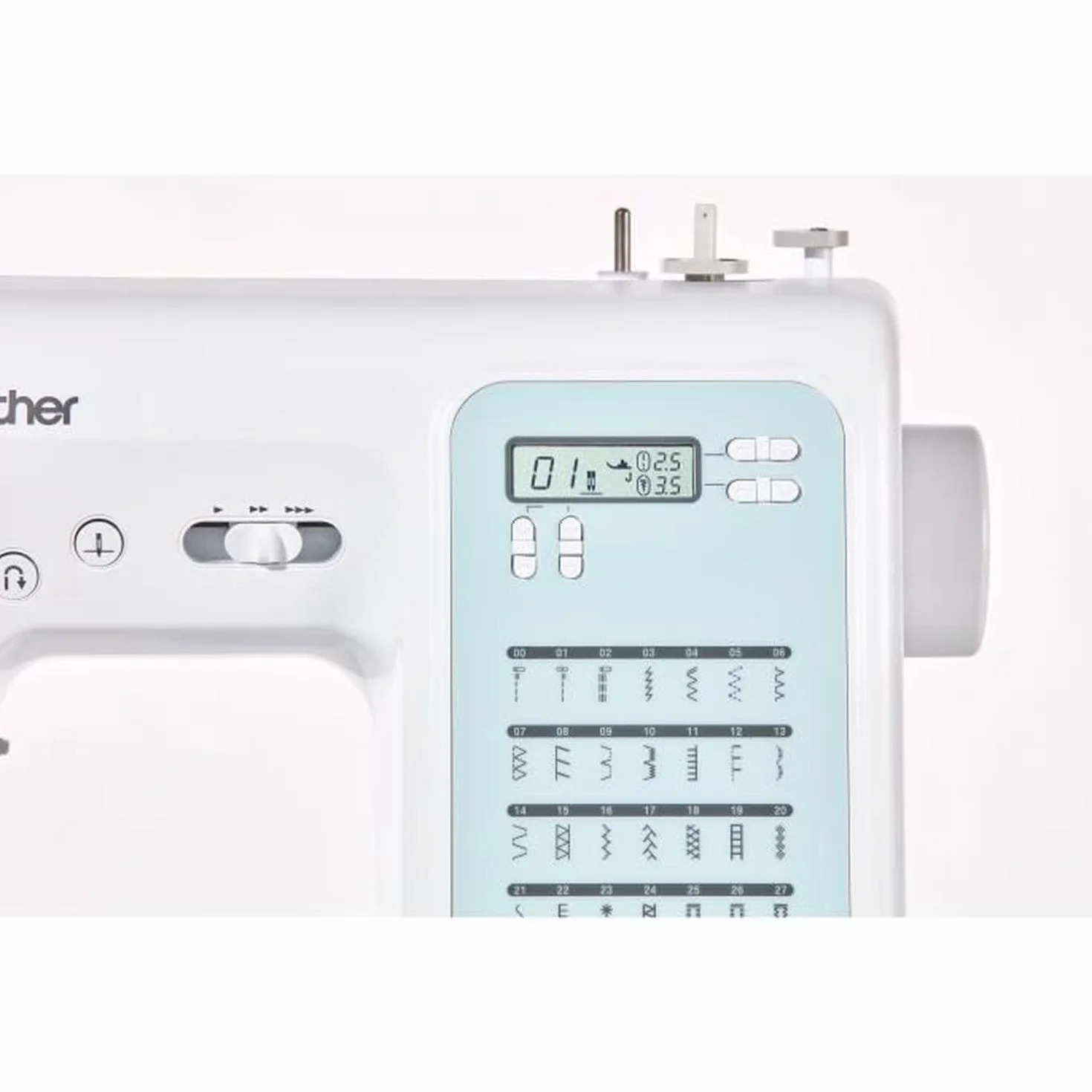 Mquina de coser electrnica BROTHER FS40s-40 puntadas-Sistema de enhebrado de agujas-Pantalla LCD-Teclas de seleccin-Brazo libre