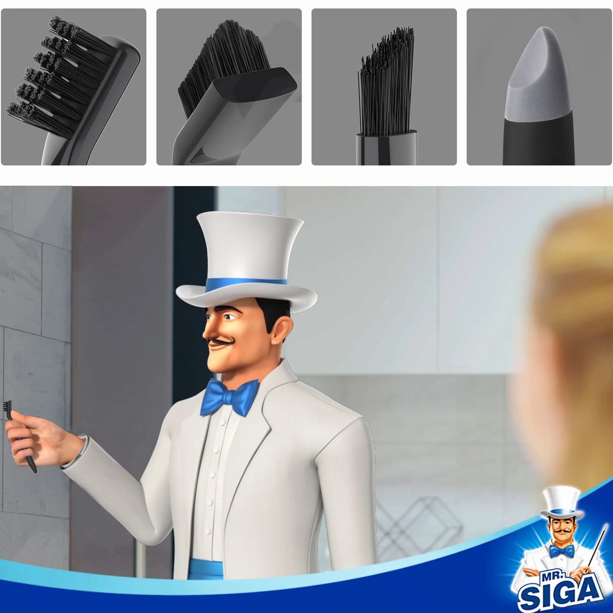 MR.SIGA Juego de Cepillos Limpiadores de Lechada, Juego de Cepillos Limpiadores de Detalle para Azulejos, Fregaderos, Desagües, Cepillo de Lechada para Limpieza de Bordes y Hendiduras
