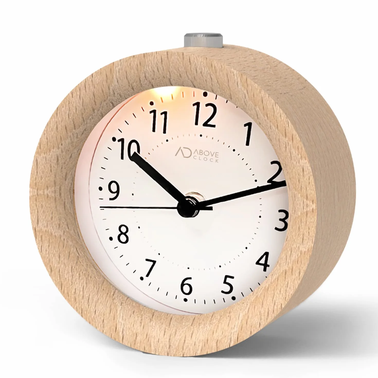 aboveClock Reloj Despertador Analógico Madera con Snooze y Luz - Marrón Claro