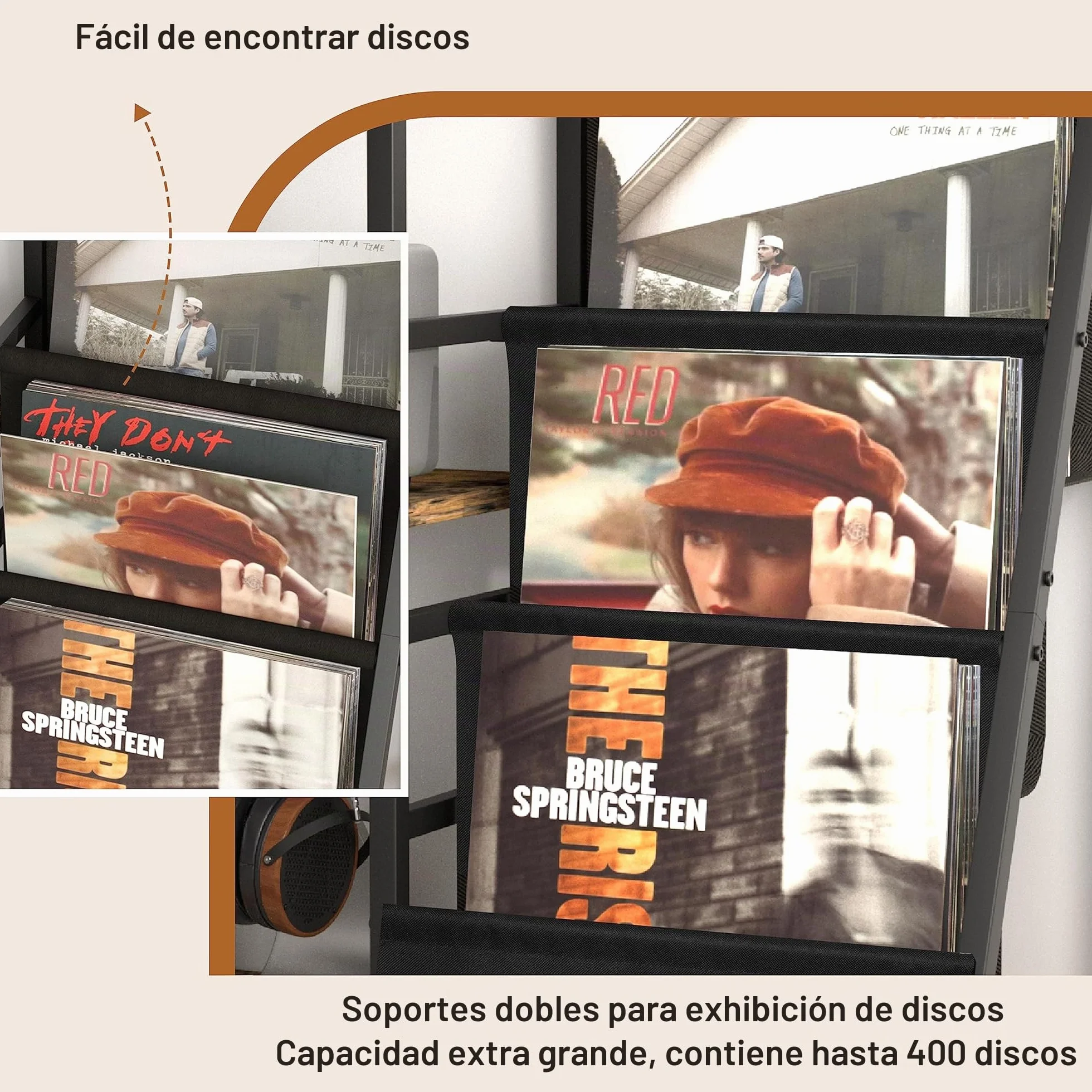 Bikoney Tocadiscos de Vinilo Stand, Mueble Tocadiscos con Almacenamiento de Vinilo hasta 280 Albumes, Giradiscos Estante Soporte Reproductor Vinilo de Almacenamiento de Vinilos Media Estéreo