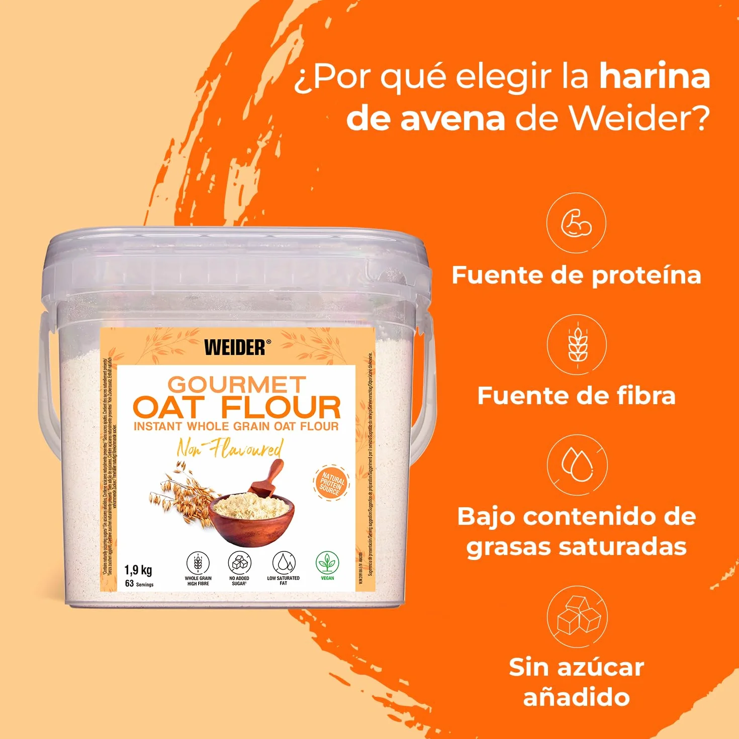 Weider Gourmet Oat Flour Harina de Avena Integral 1,9 kg