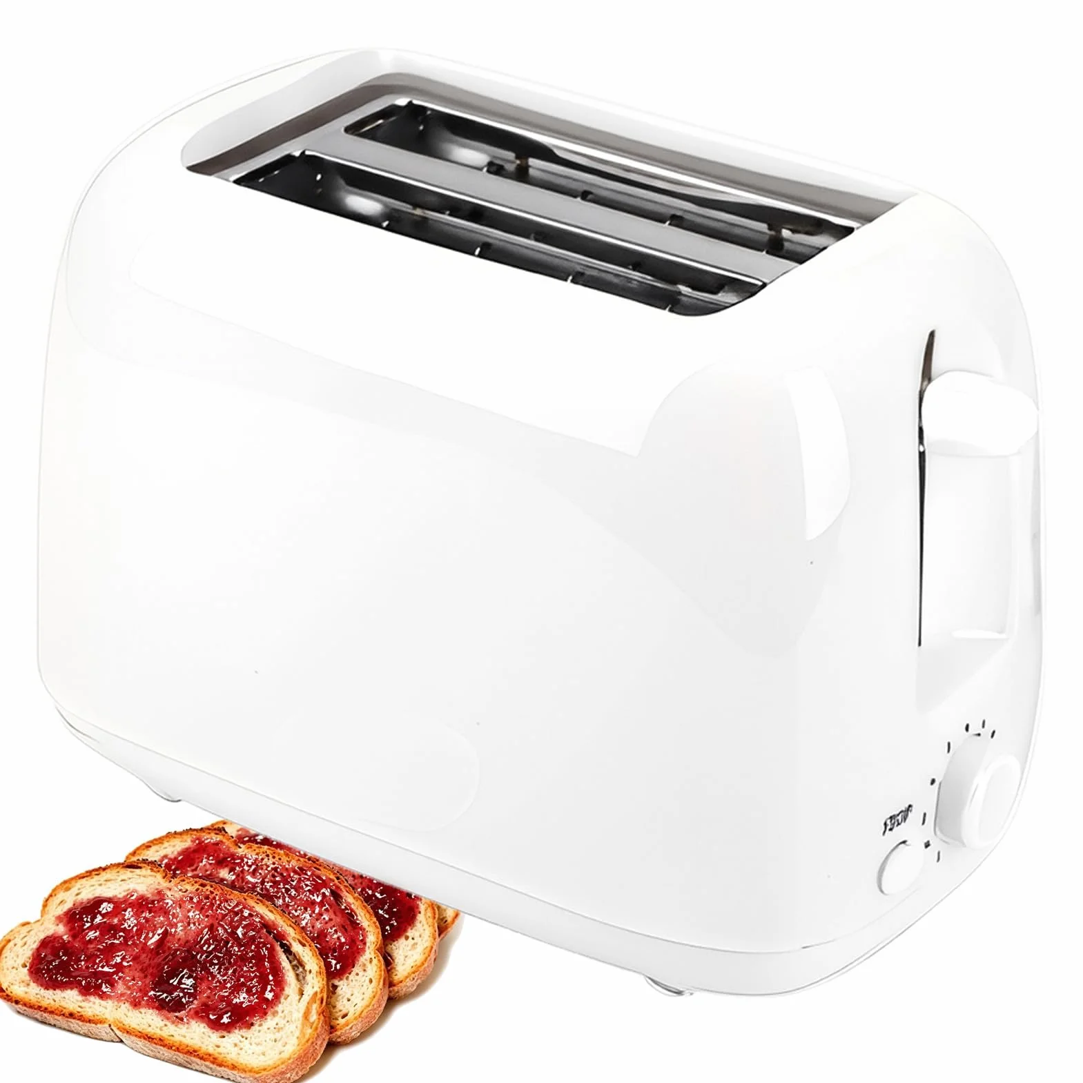 Tostadora de 2 rebanadas de 650 W, tostadora de desayuno doméstica con 6 configuraciones de sombra y bandeja para migas de pan extraíble, centrado automático, ranura para hornear ensanchada de cream