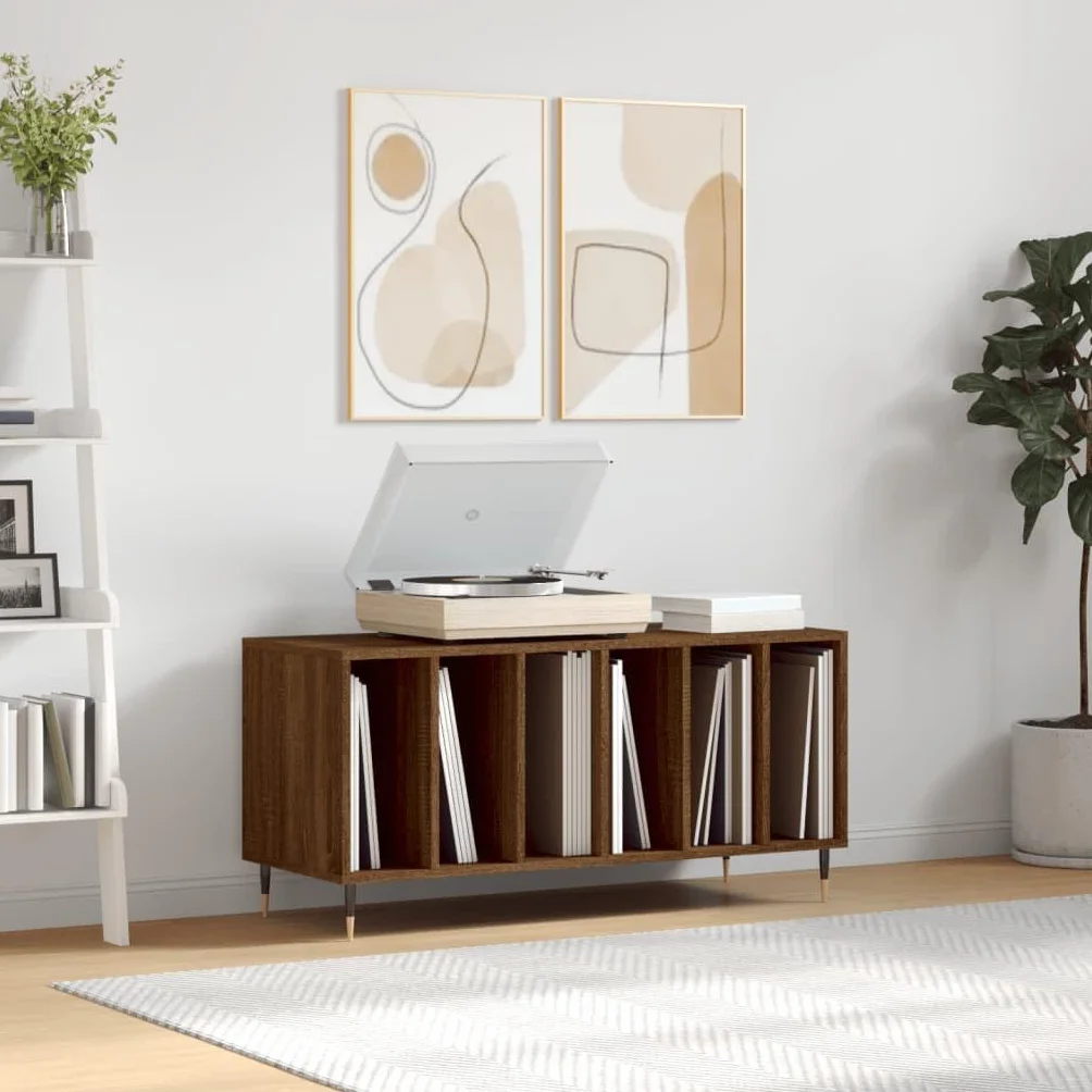 vidaXL Mueble Discos Madera contrachapada Roble marrón 100x38x48 cm