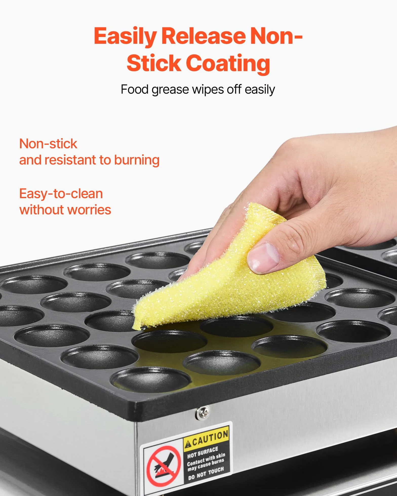 VEVOR Mini Máquina Holandesa para Hacer Panqueques, de Acero Inoxidable Antiadherente, para Dorayakis, 1800 W, Control de Temperatura y Tiempo Dual, para Cocina, Restaurante, 580 x 350 x 175 mm