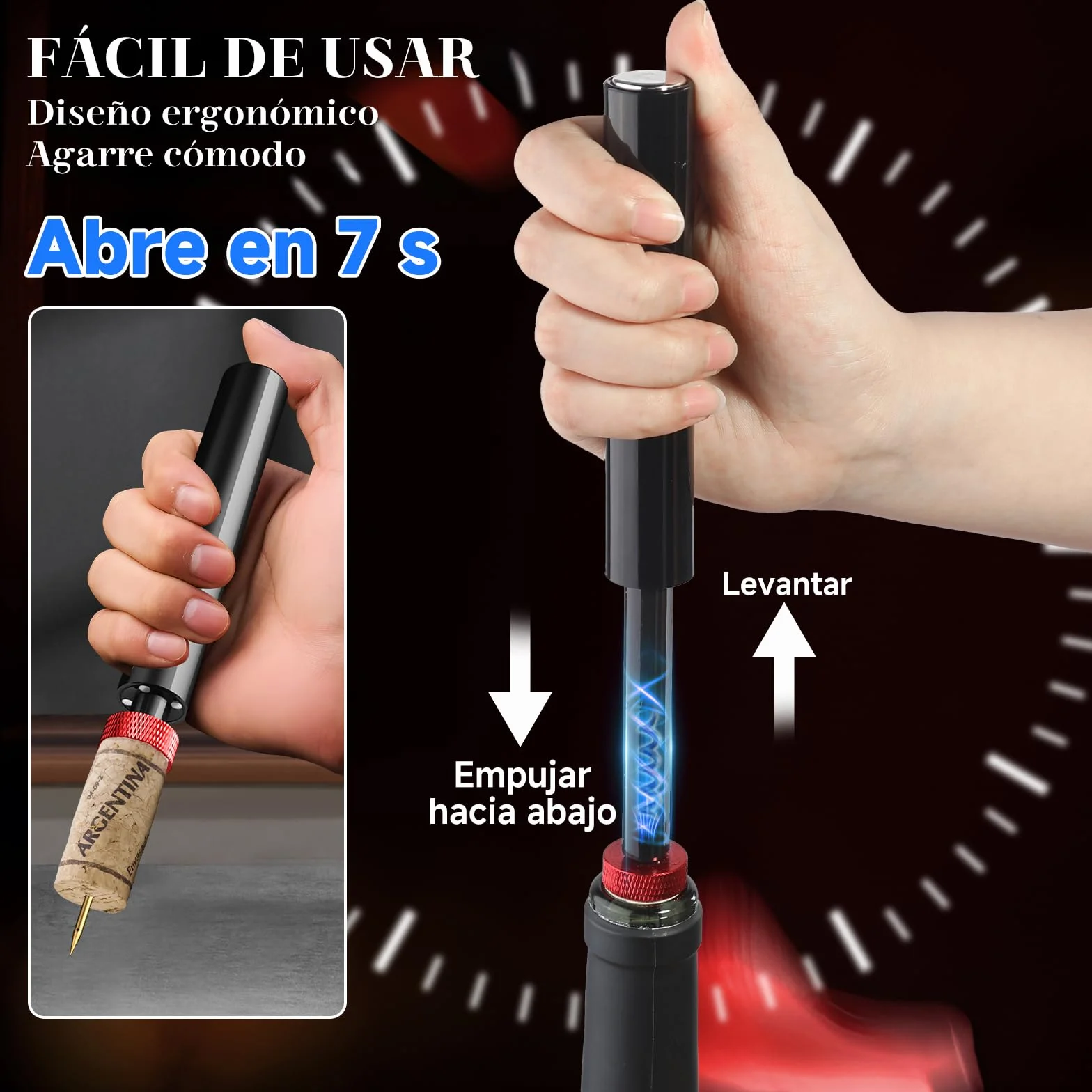 Elegear Sacacorchos Profesional Aleación de Aluminio, Abridor de Vino Aire Comprimido, Rojo