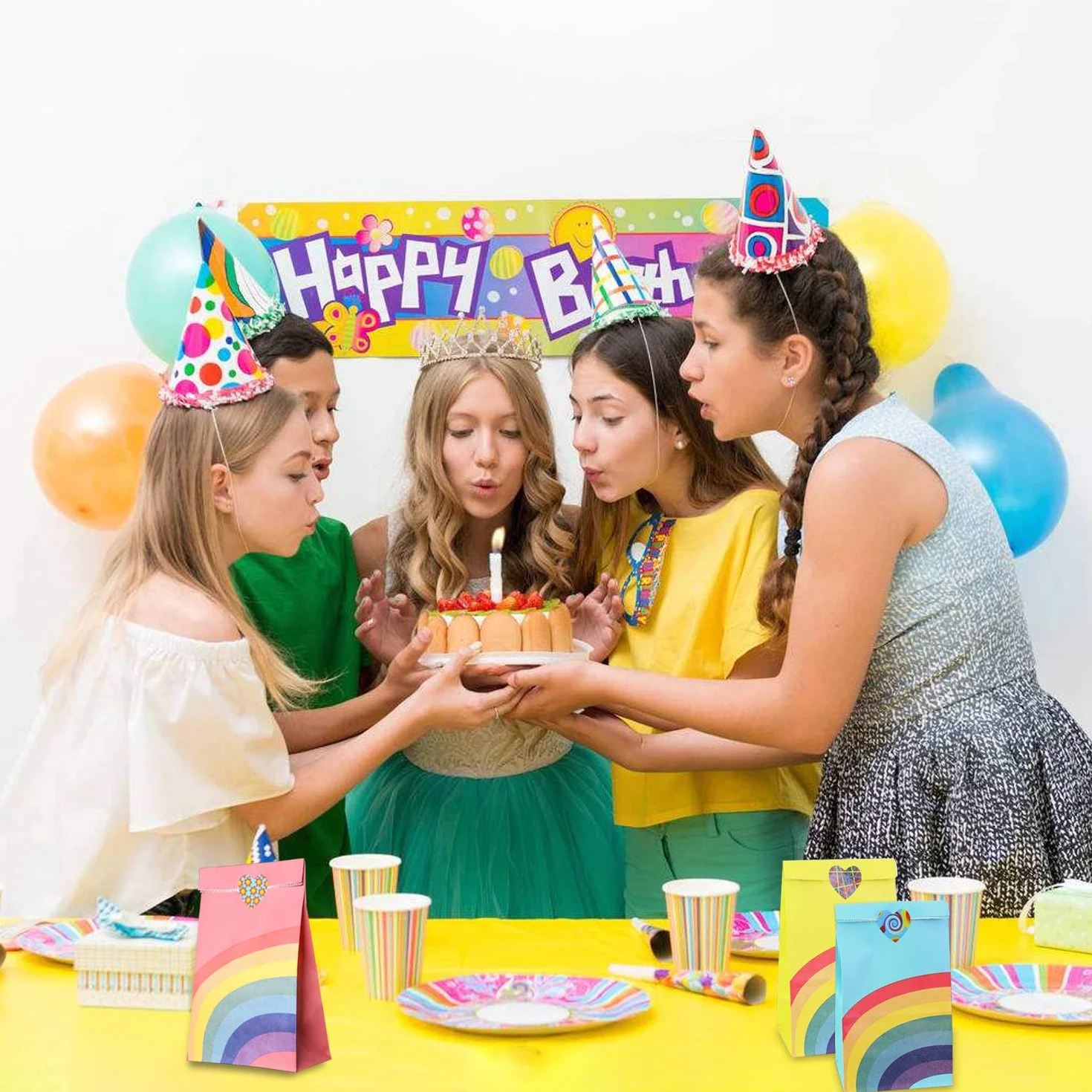 Gintan 40 Pcs Bolsa de Regalo, Bolsas Regalo Papel con Pegatina para Niños Suministros Fiesta de Cumpleaños