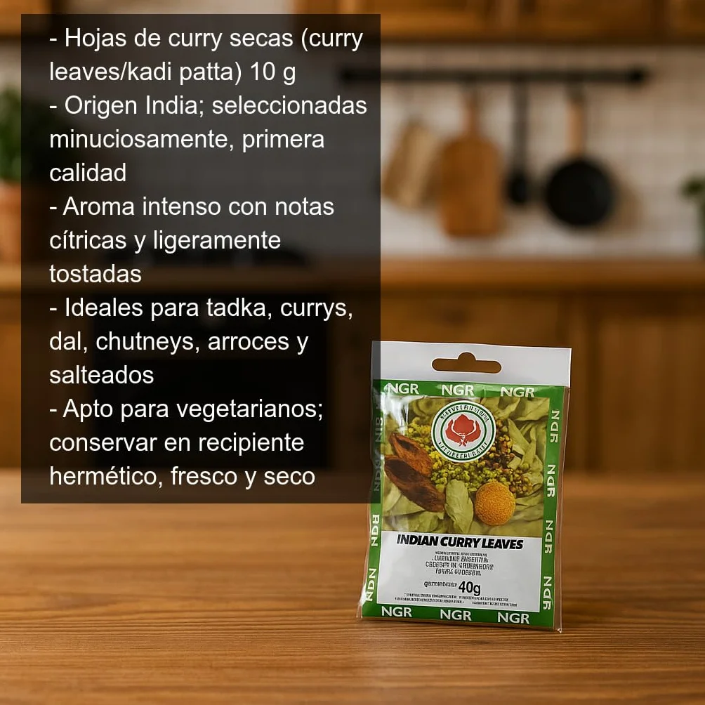 Hojas de curry secas 10 g de India para cocina india auténtica kadi patta curry leaves aroma intenso
