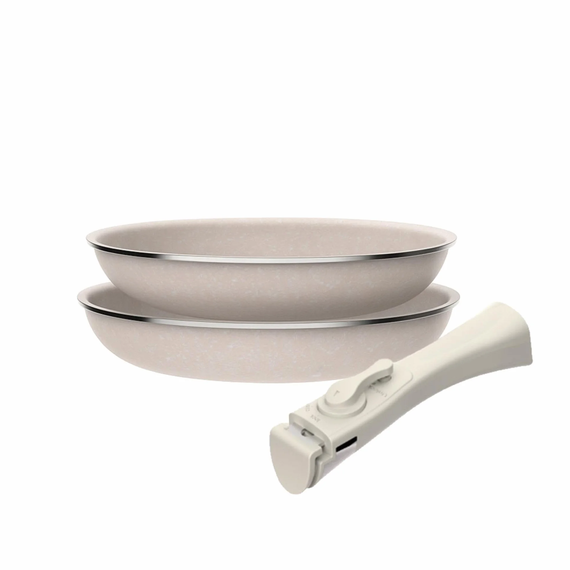 Juego de 2 Sartenes Ø24Ø28cm en aluminio prensado con revestimiento ILAG + Mango extraíble Click&Cook, Apto inducción, antiadherentes, sin PFOA, apto lavavajillas y horno