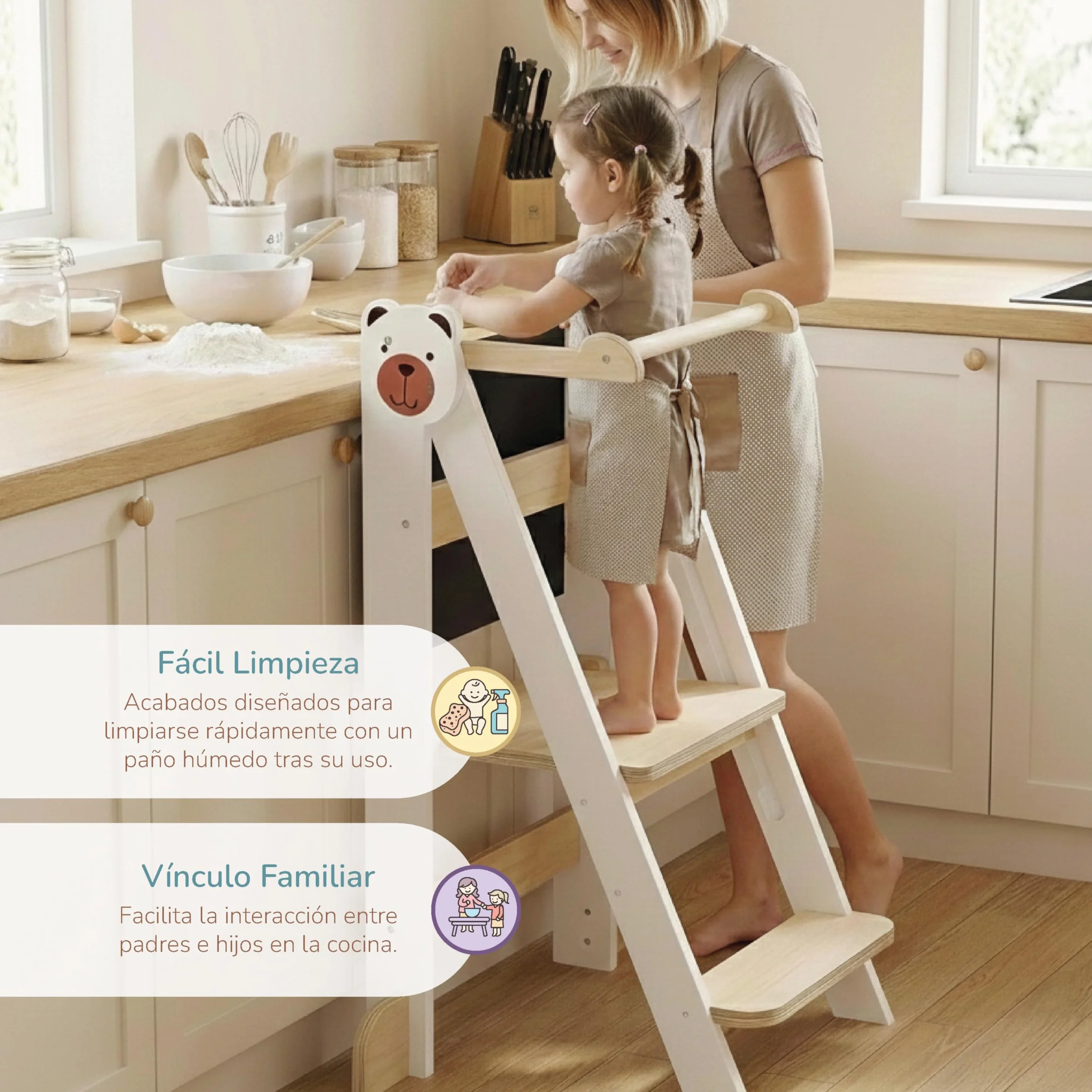 Buddy Baby Xplora Torre de Aprendizaje 3 en 1 Plegable con Pizarra, 2 Alturas