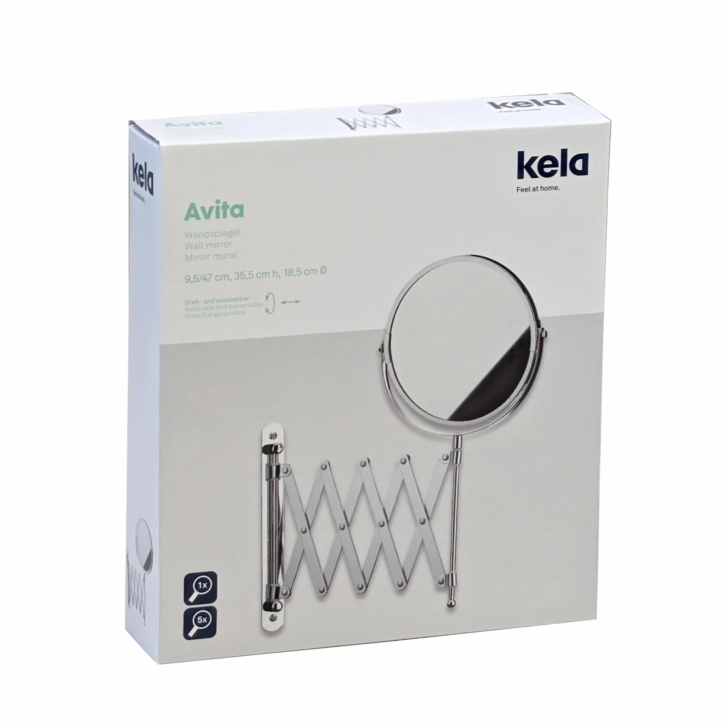 kela Espejo cosmético de pared con aumento AVITA 16 cm 1/5 veces metal cromado
