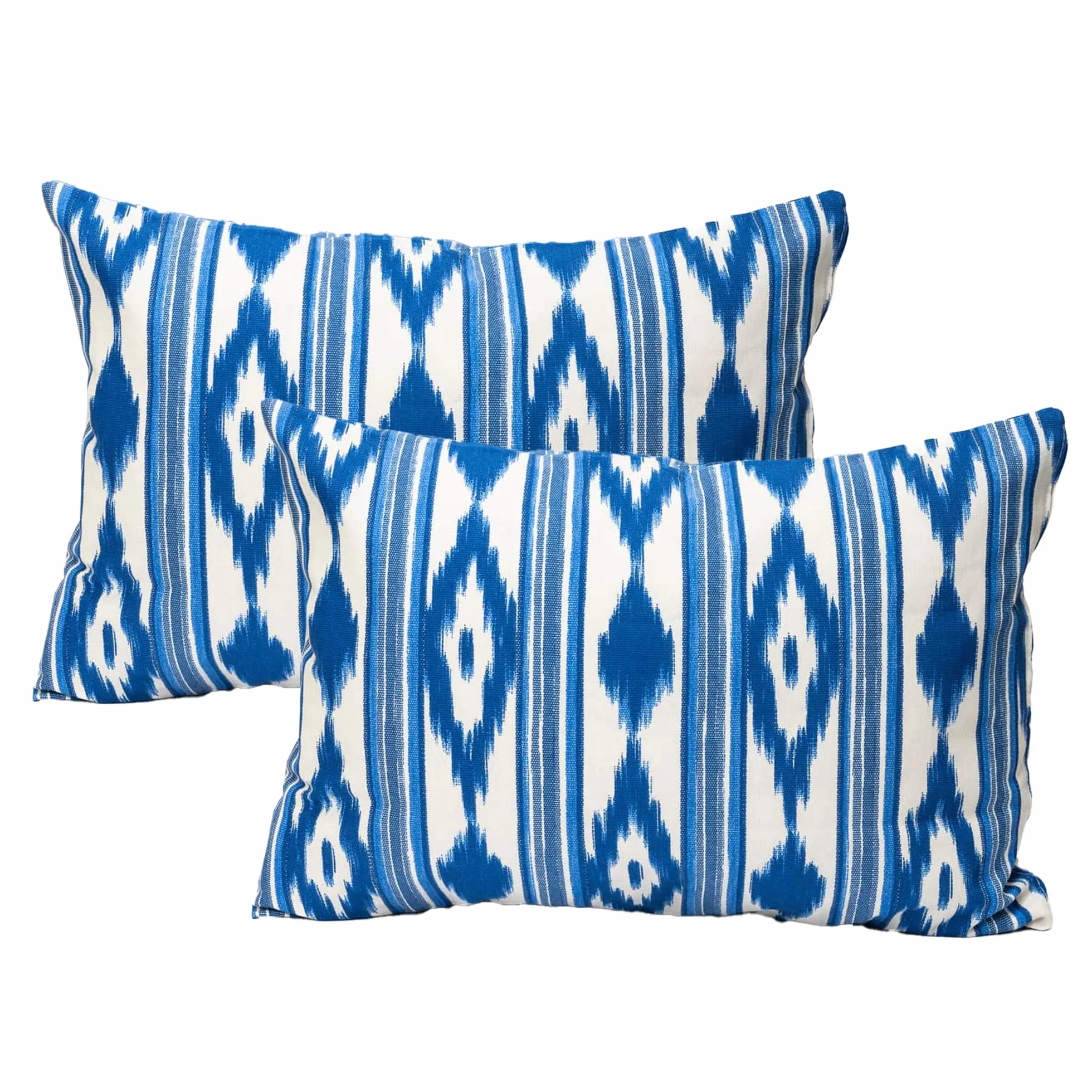 Fundas de Cojines para Sofá de Jardín Ikat Mediterráneo 30x50 cm Set de 2 Azul