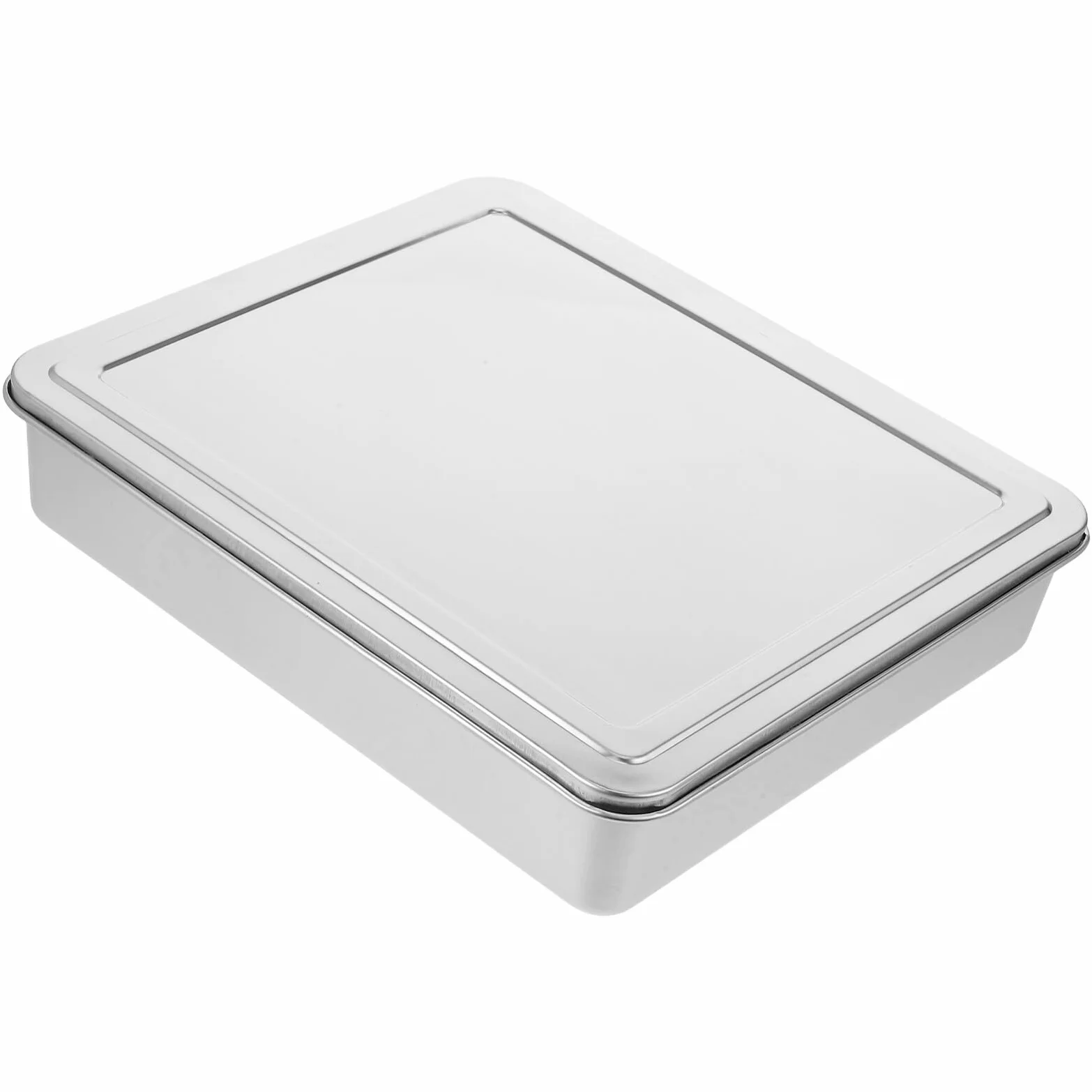 DOITOOL Molde para Pasteles Rectangular de Acero Inoxidable 33x28x6 Cm con Tapa, Bandeja para Hornear Tartas y Postres, Utensilio Versátil para Cocina Doméstica y Profesional