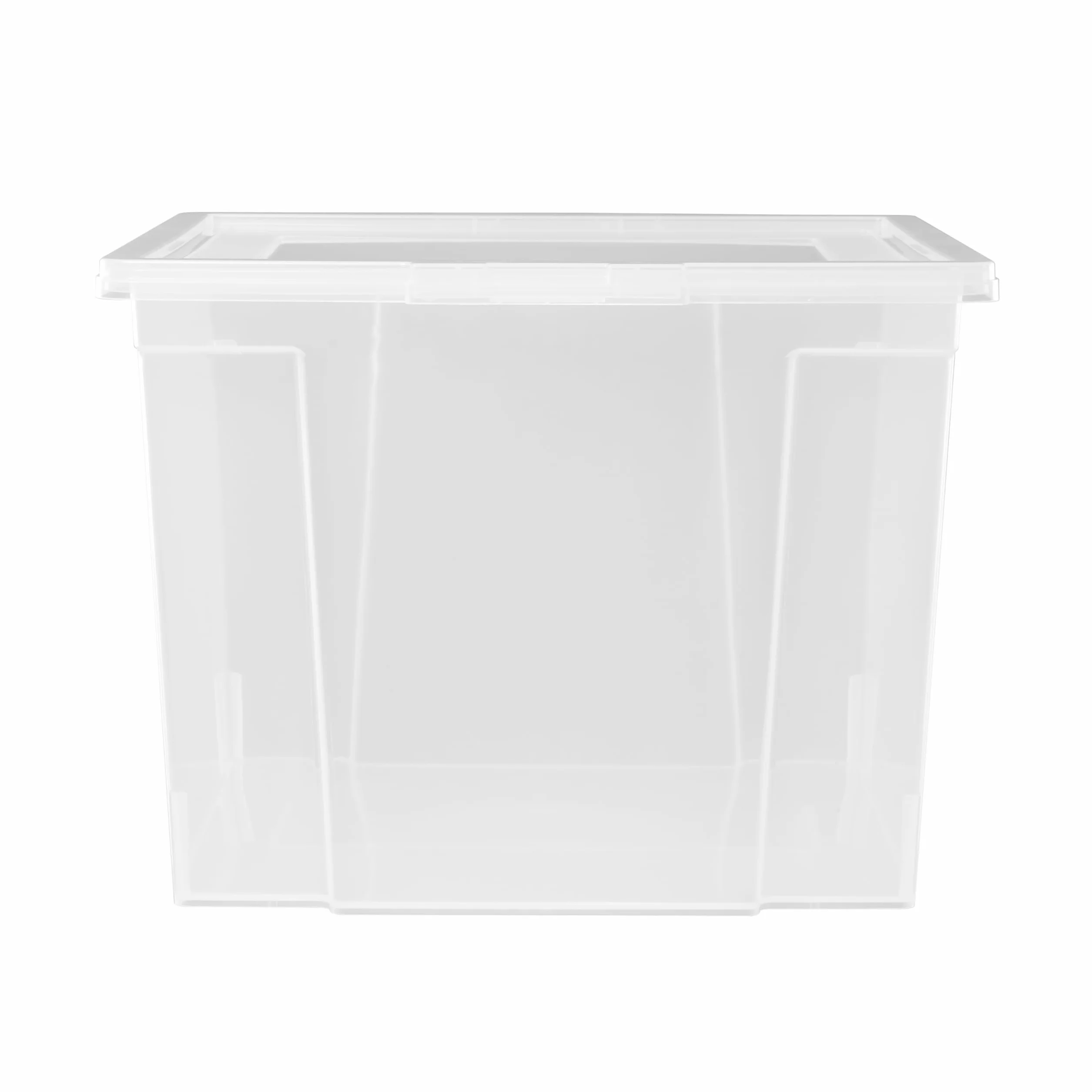 Iris Ohyama, Cajas de almacenamiento de plástico con tapa de 30L, Lote de 6 cajas grandes apilables, Sin BPA, Cuarto de lavado, Oficina, USB-M, Transparente - A42 x F35,5 x A26,5 cm