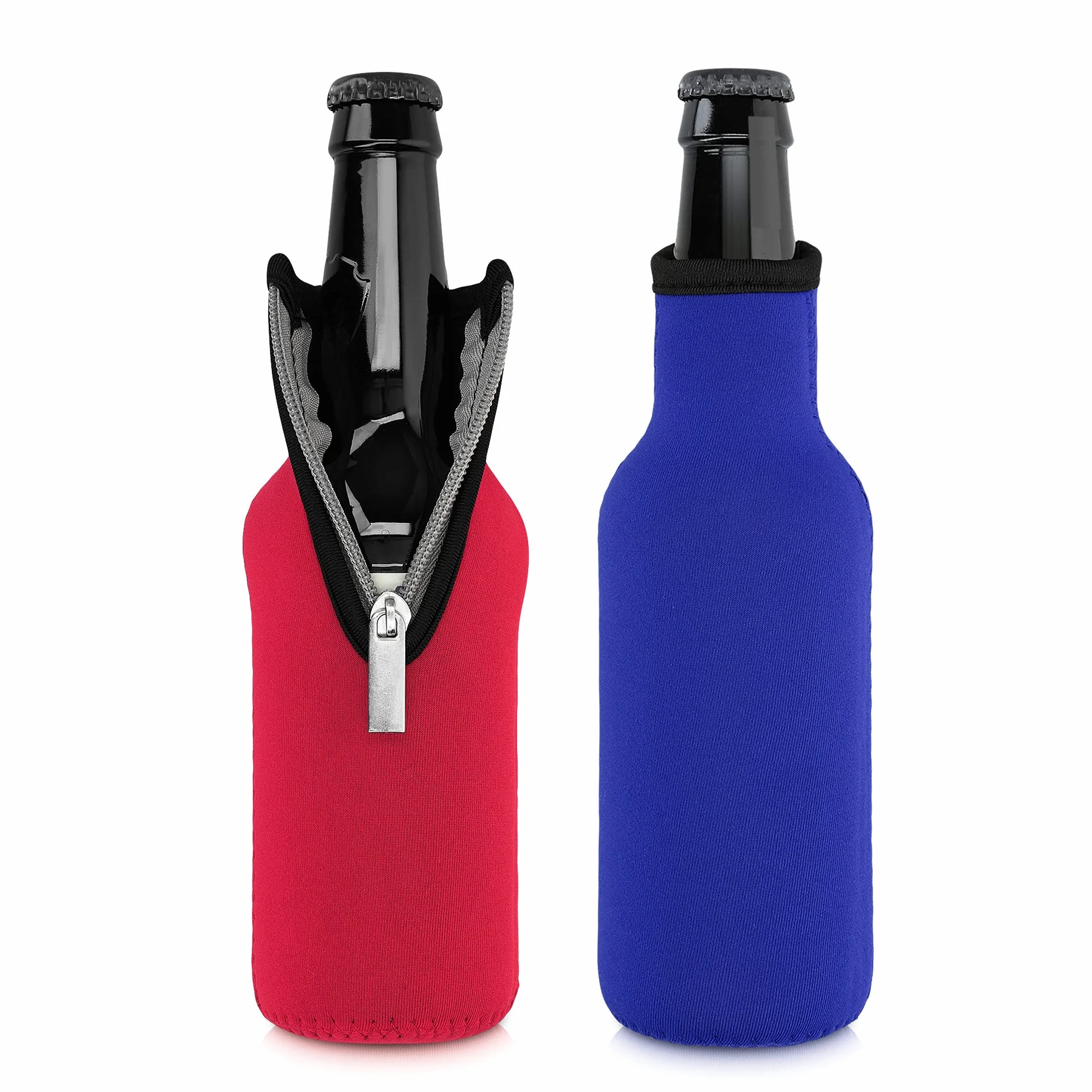 kwmobile Set de 2 Fundas enfriadoras de Botellas - para Botella de 330ml - Mantén tu Botella fría - En Azul/Rojo