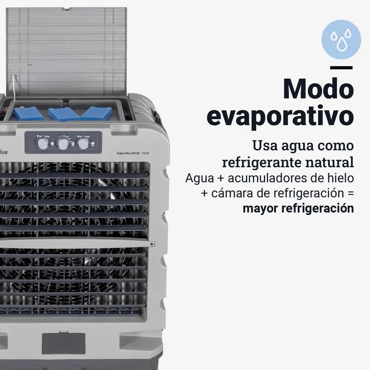 UniversalBlue, Climatizador Evaporativo 120L 750W – 13.000 m³/h, Aire Acondicionado Natural Portátil para hasta 150 m², 3 Velocidades, Oscilación, Uso Industrial y Doméstico