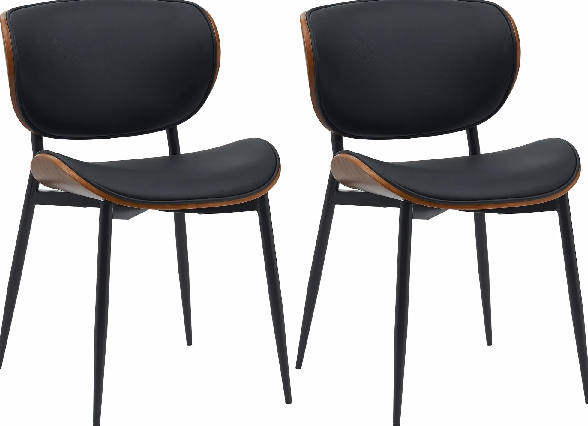 CLP Juego de 2 Sillas de Visita Enid con Respaldo y Tapizado - Sillón de Comedor Polipiel o Tela, Color Nuez/Negro
