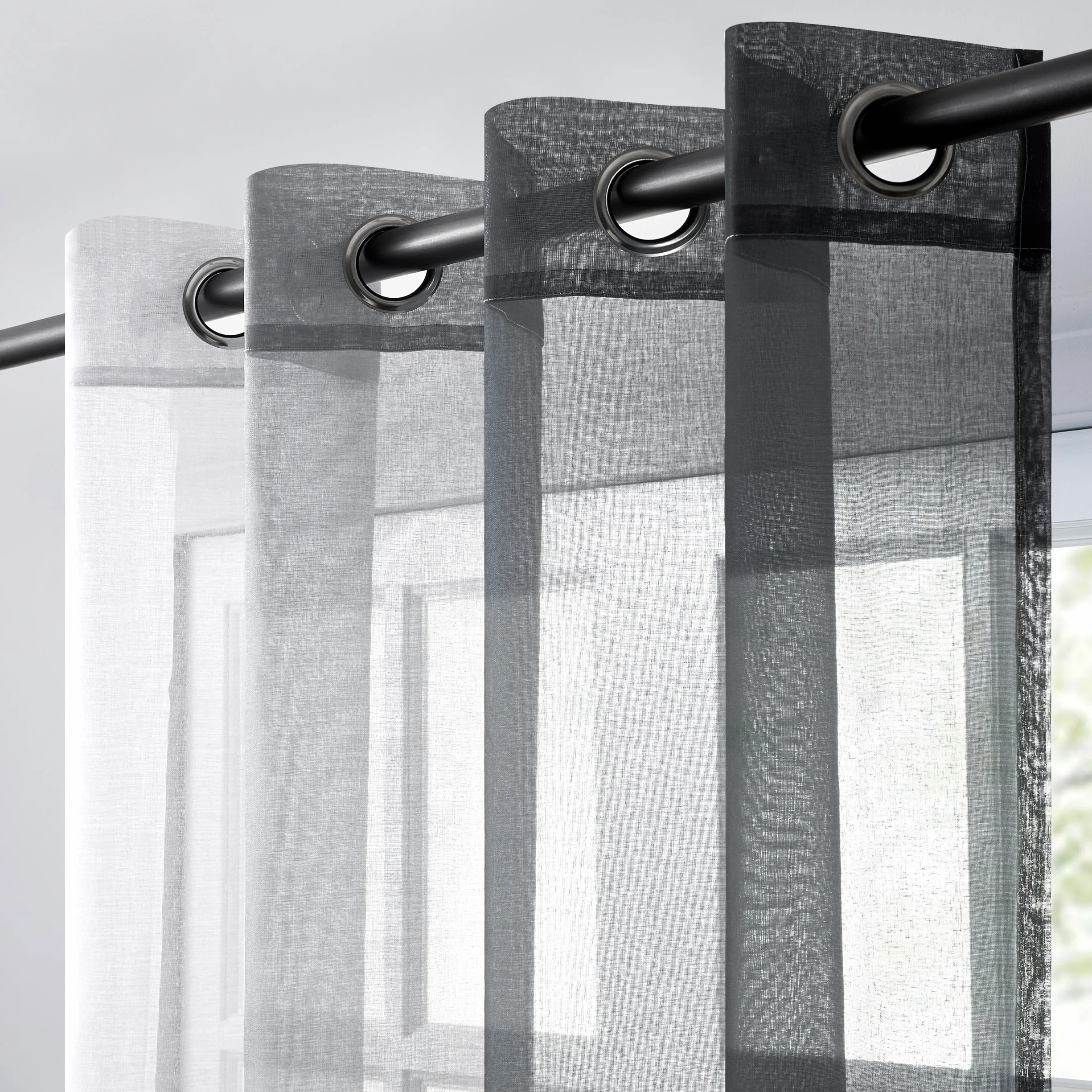 Topfinel Cortinas Dormitorio Cortas 2 Piezas 140x160cm Negro Gradiente Translucidas para Ventanas Cocina Moderna