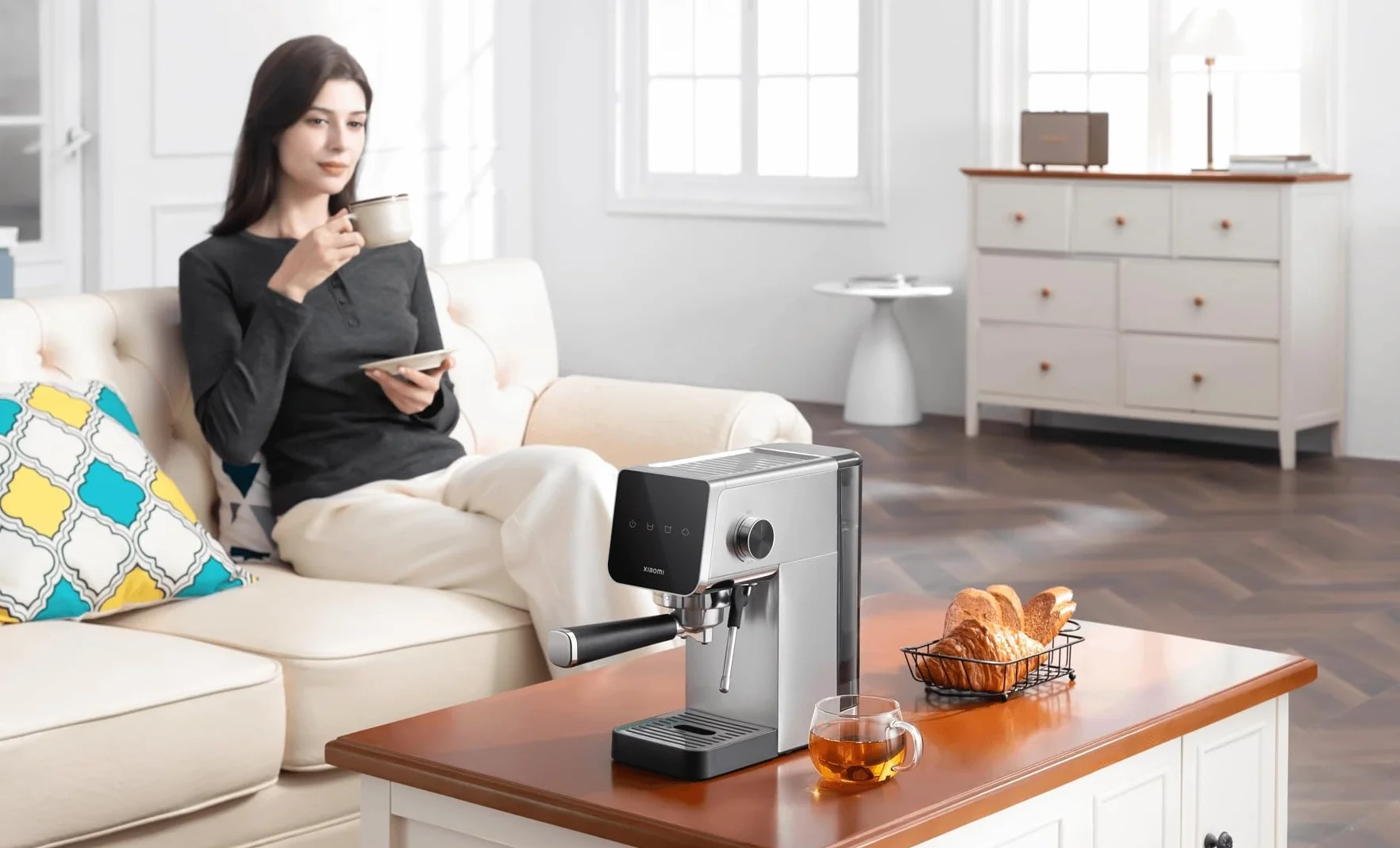 XIAOMI Máquina espresso semiautomática, bomba de 20 bares, tanque de 0,9 L, diseño compacto, 1350 W