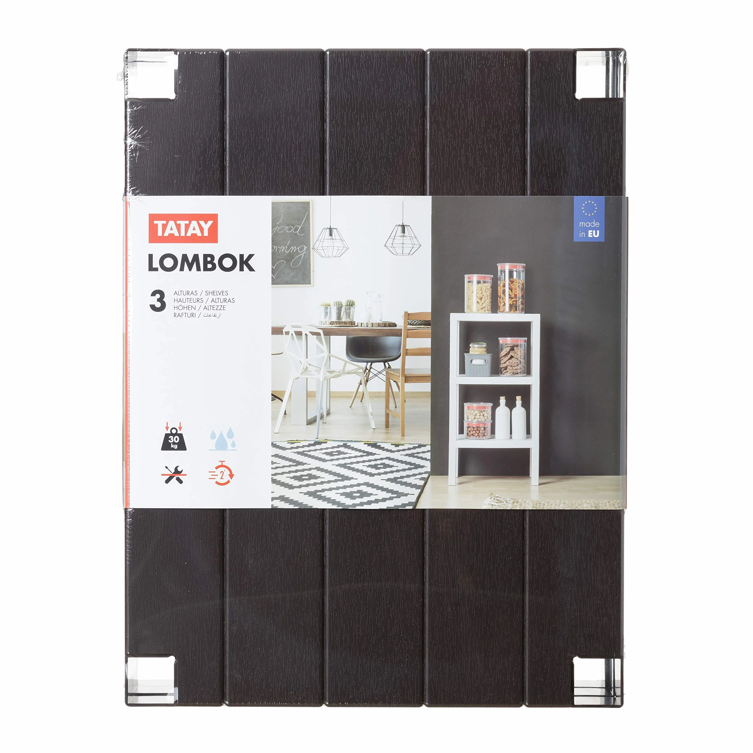 TATAY Estanteria Baño de 3 Alturas | Resistencia a la Humedad | Incluye Fijación con Tornillos y Compatible con Sistema Quick Fix | Ideal Interior y Exterior | Peso hasta 30kg - Modelo Lombok - Marron