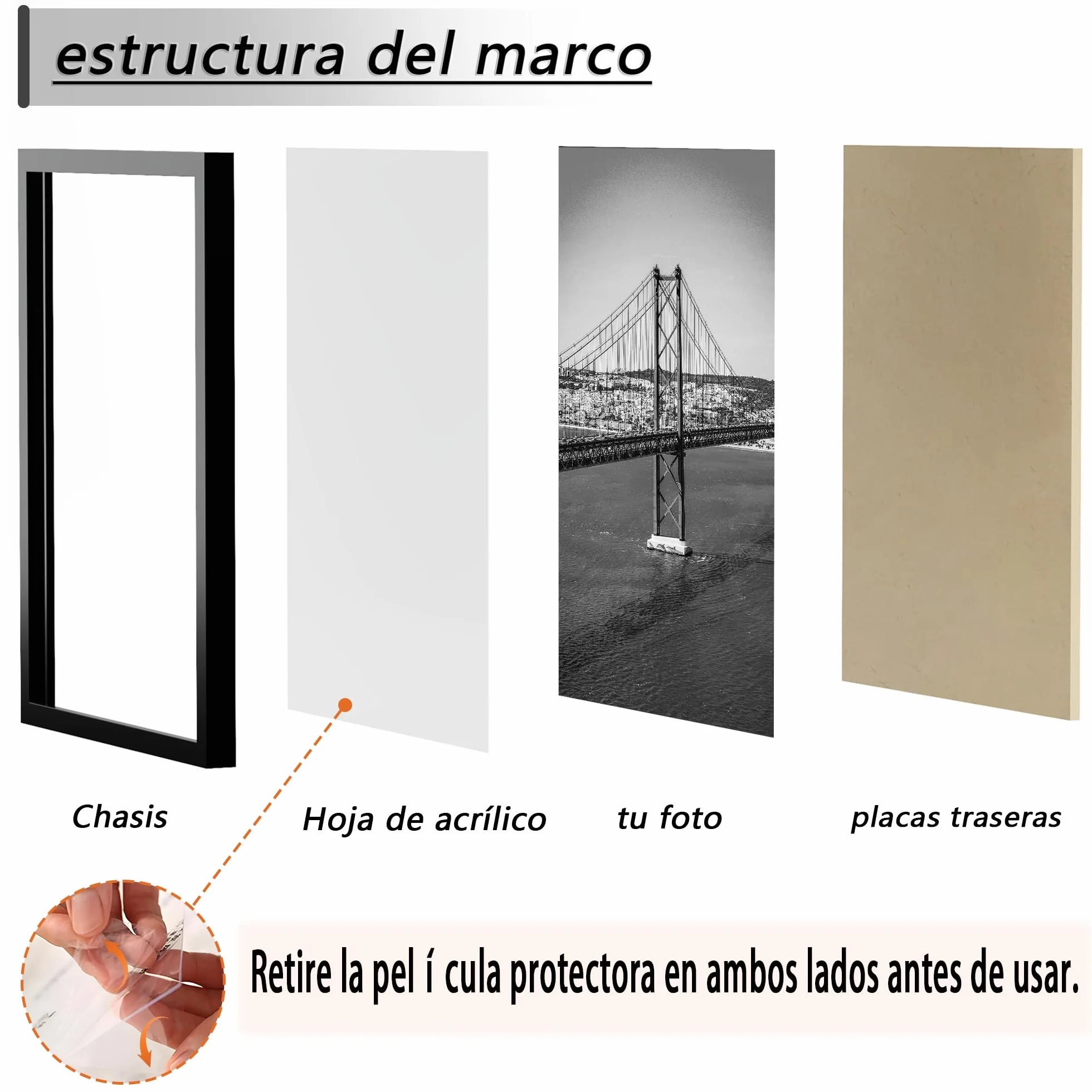Marcos 40x50 cm Negro, Juego de 3 Unidades. Este marco de fotos de 40 x 50 cm está fabricado con material de madera y es ideal para colocar fotos, imágenes y pósteres.