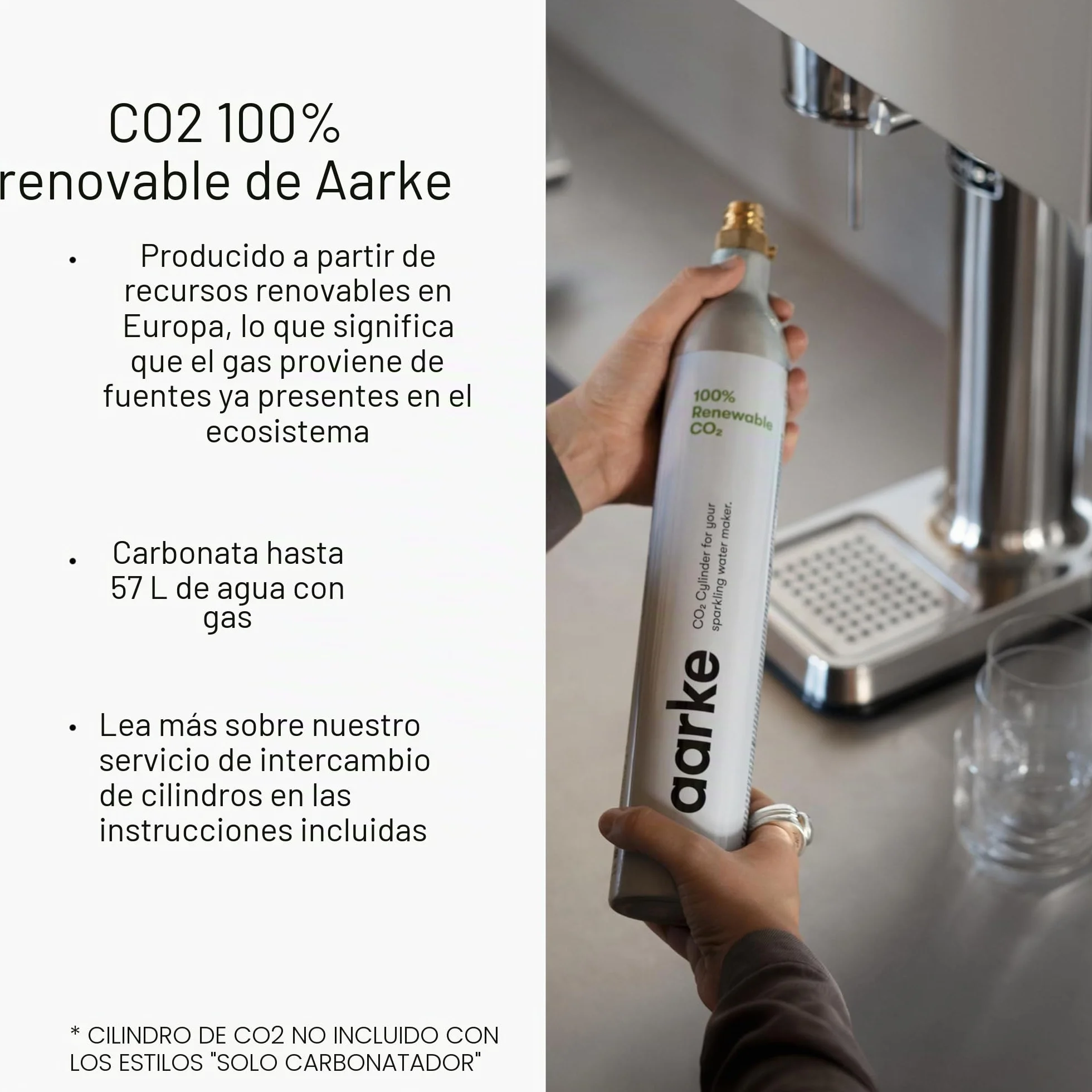 Aarke Carbonator 3, Máquina para hacer Agua con Gas en Acero Inoxidable con Botella 800ml