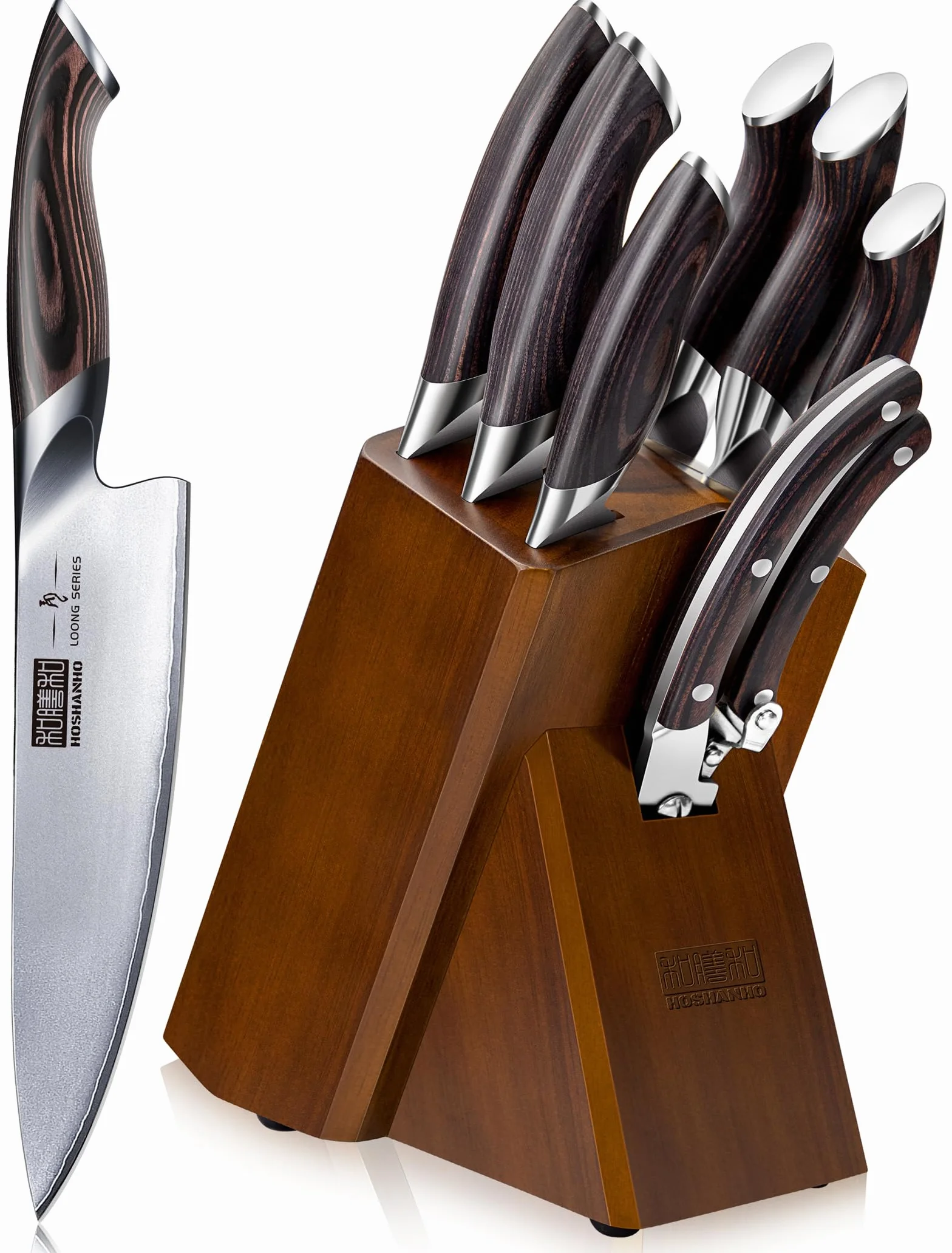 HOSHANHO Juego de Cuchillos de Cocina de 8 Piezas, Acero Super Japonés, Cuchillos de Chef Ultra Afilados con Tijeras