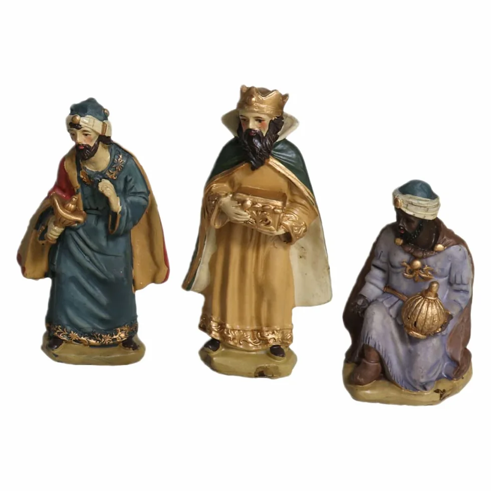 Portal de Belen 8 Figuritas Navidad 12 cm, Jesús María José Reyes Magos Mula y Buey