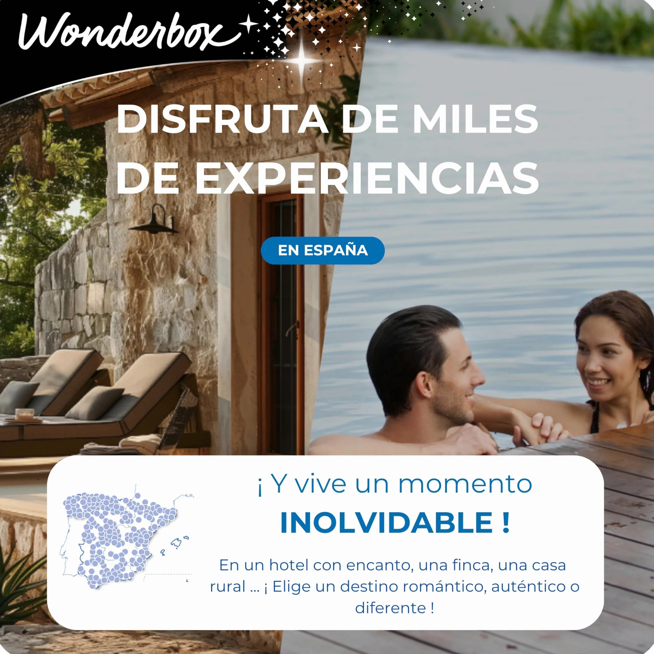Wonderbox - Caja Regalo - Tres Días con Encanto - 4100 Estancias - 2 Noches + Desayunos - Hotel con Encanto de 4 estrellas
