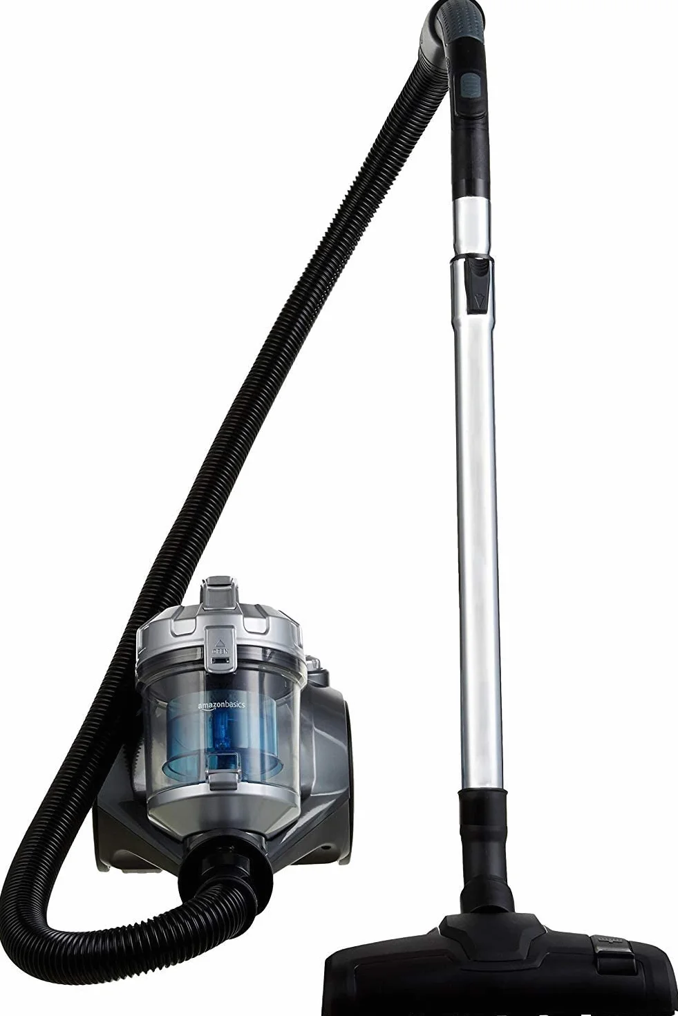 Amazon Basics Potente aspirador de cilindro sin bolsa, para suelos duros y alfombras, filtro HEPA, compacto y ligero, 700 W, 1,5 l (UE), Negro