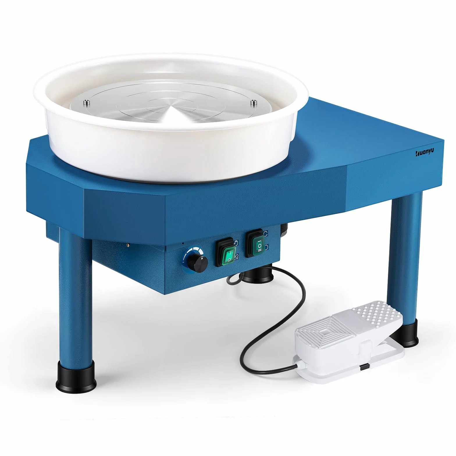Huanyu Torno de alfarero de 30 cm con Sistema de Plato Giratorio. Torno eléctrico de 350 W con Control Manual/de pie para Adultos y Principiantes, con Kit de Herramientas de alfarería