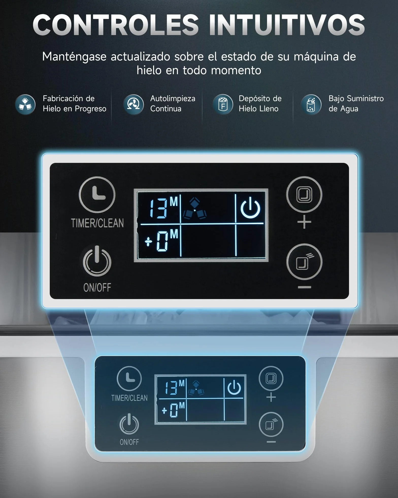 CREWORKS Maquina para Hacer Hielo 22KG/24H 24PCS 160W Portátil para Hogar